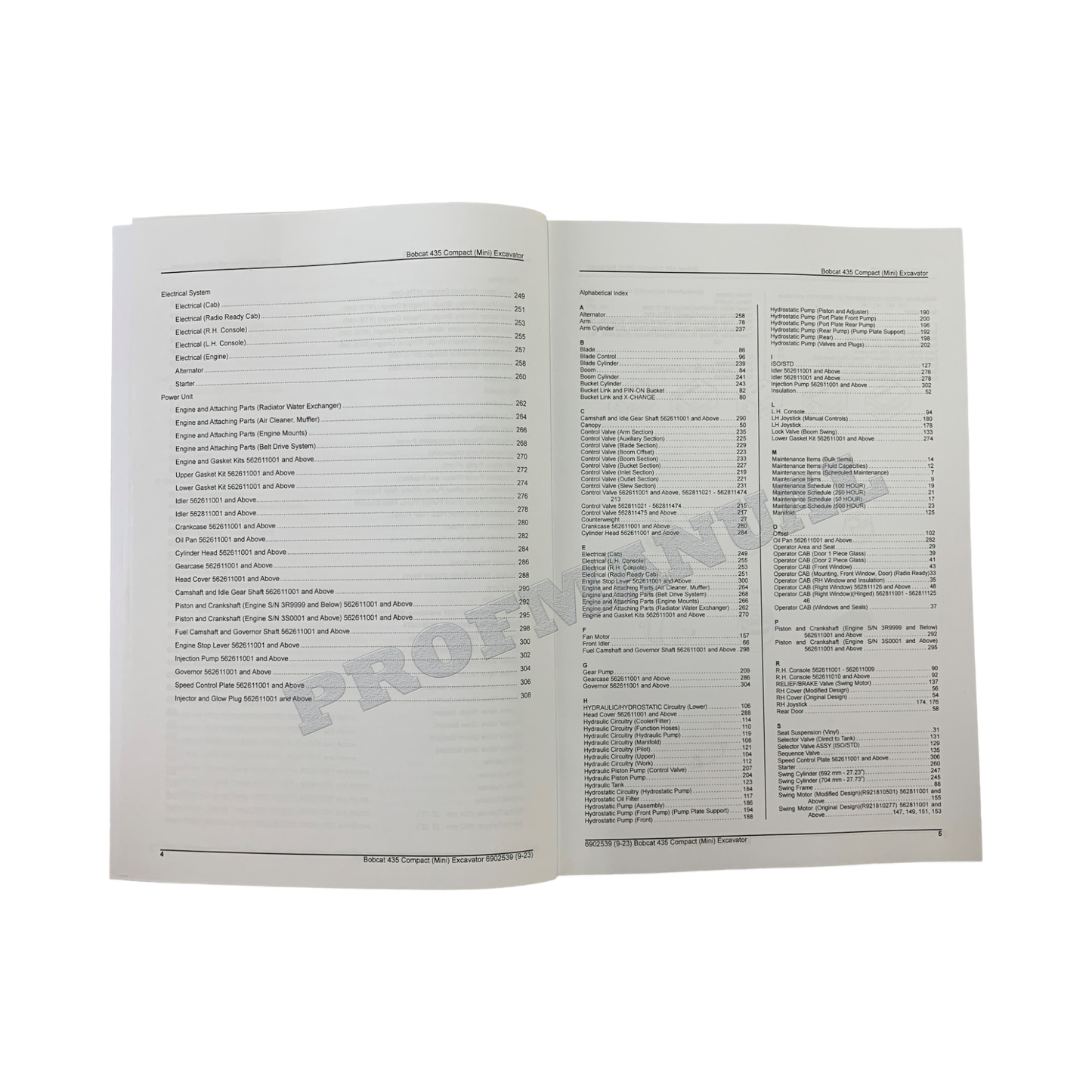 Bobcat 435 Excavator Parts Catalog Manual 562611001- 562811001-