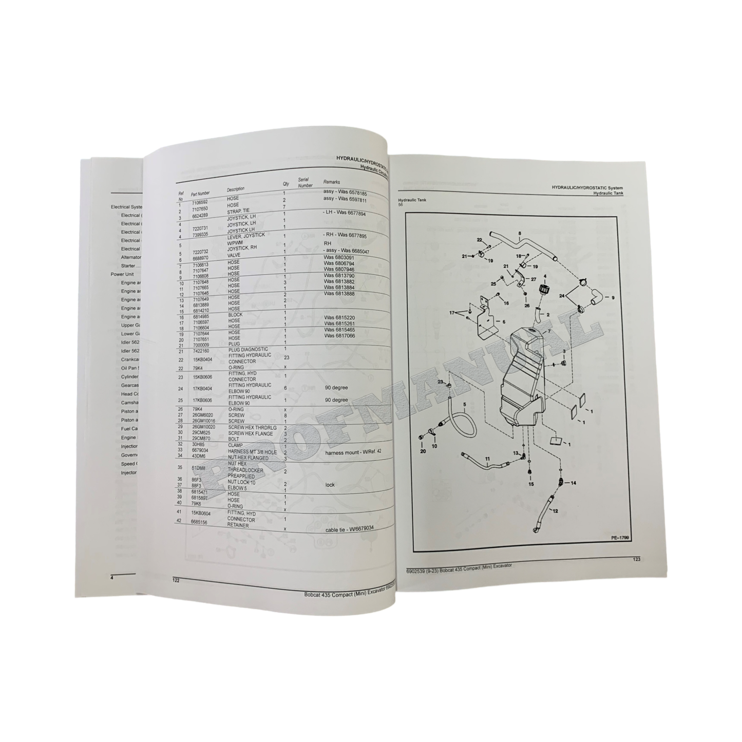 Bobcat 435 Excavator Parts Catalog Manual 562611001- 562811001-