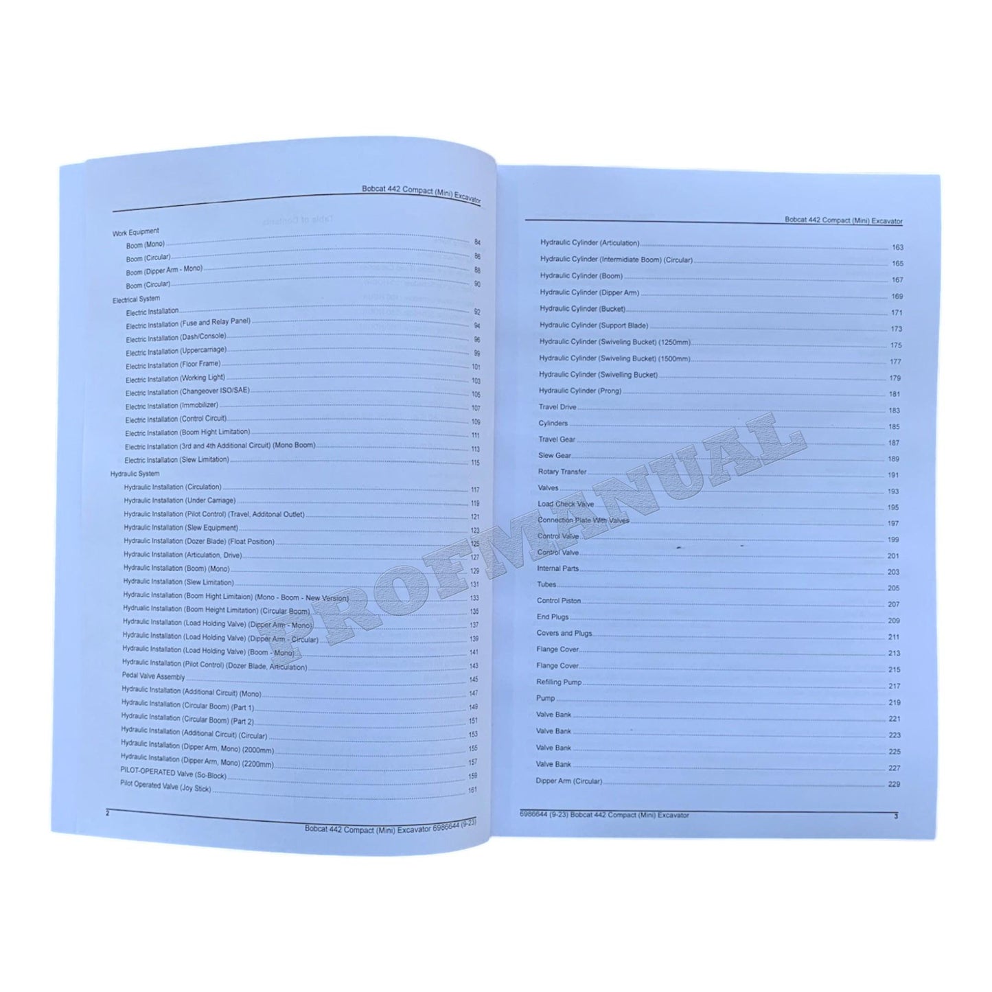 Bobcat 442 Excavator Parts Catalog Manual 528611477- 528911485-