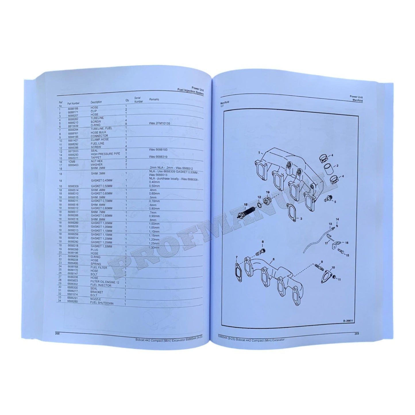 Bobcat 442 Excavator Parts Catalog Manual 528611477- 528911485-