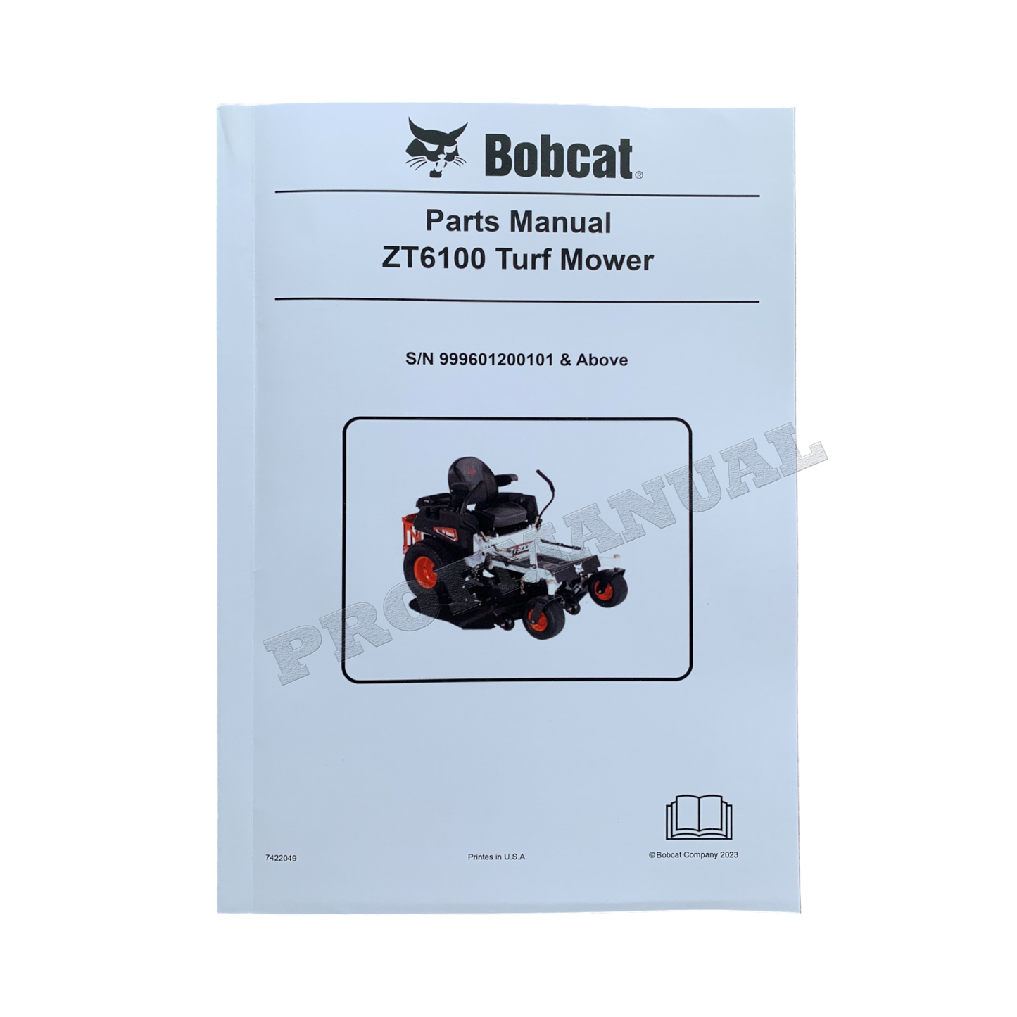 Bobcat ZT6100 Turf Mower Parts Catalog Manual 999601200101-