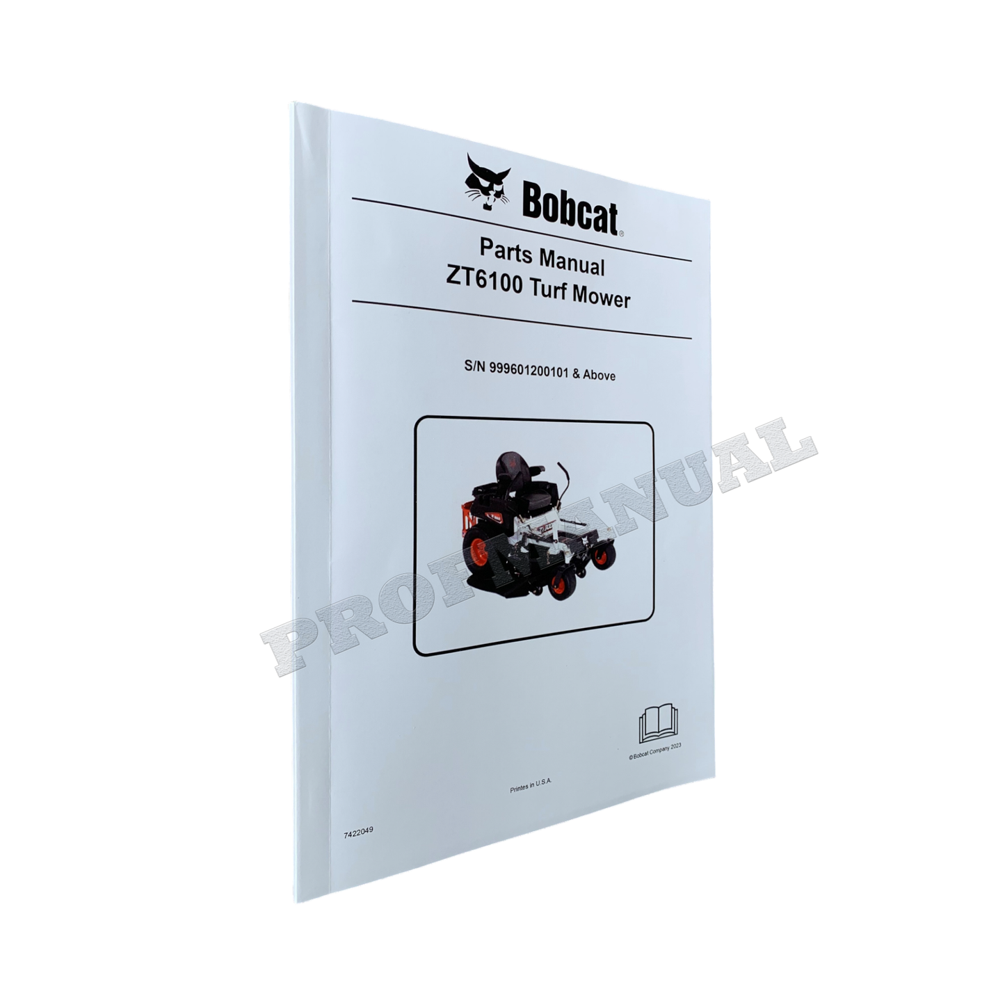 Bobcat ZT6100 Turf Mower Parts Catalog Manual 999601200101-