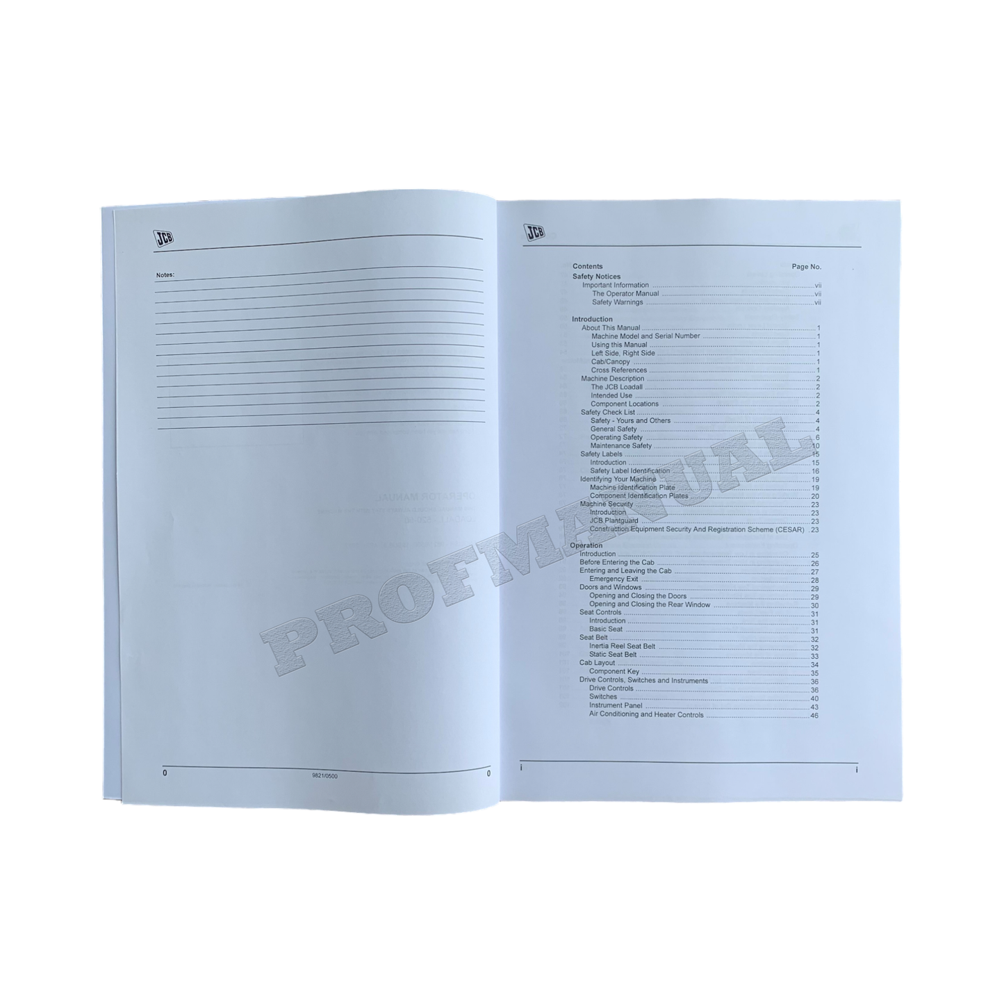 JCB 520-50 Telescopic Handler Operators Manual 9821_0500