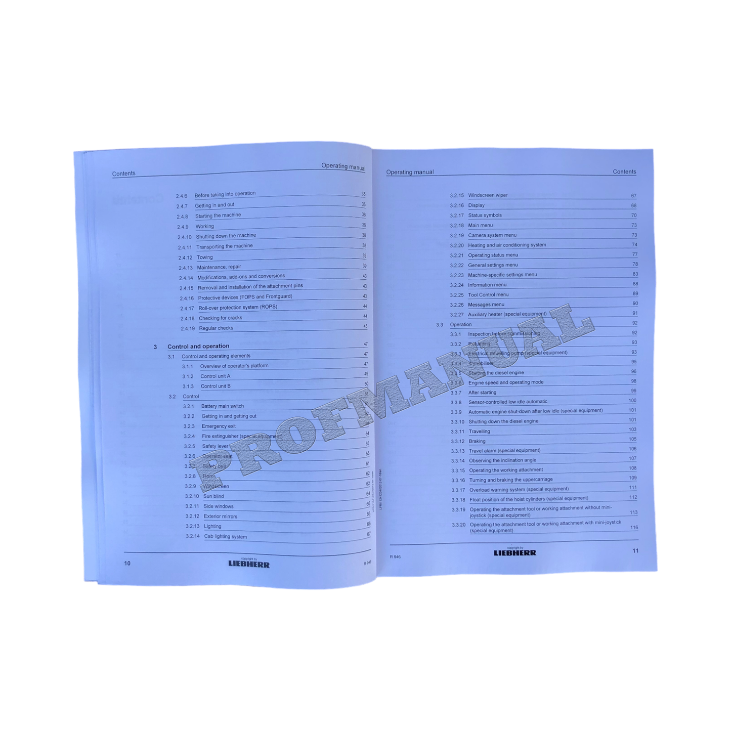 Liebherr R946 Excavator Operators manual