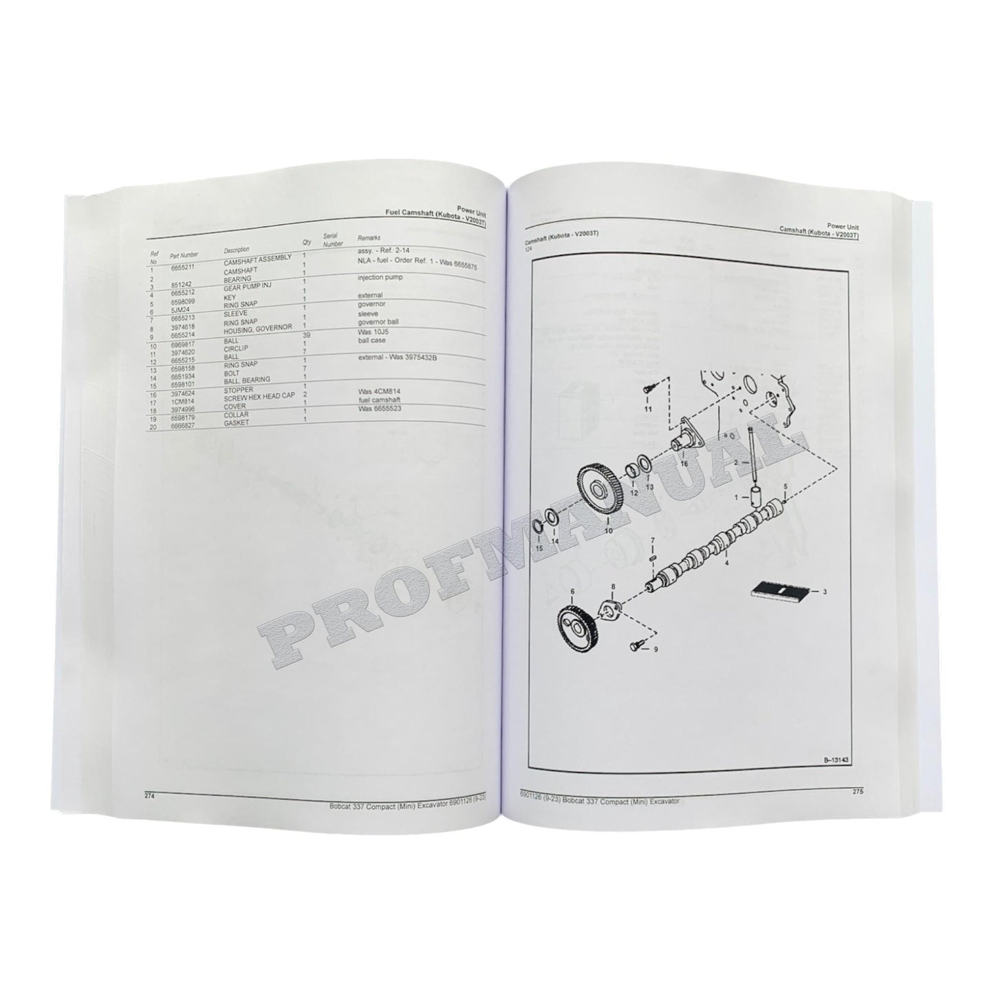 Bobcat 337 Excavator Parts Catalog Manual 233211001- 233311001- 234911001-