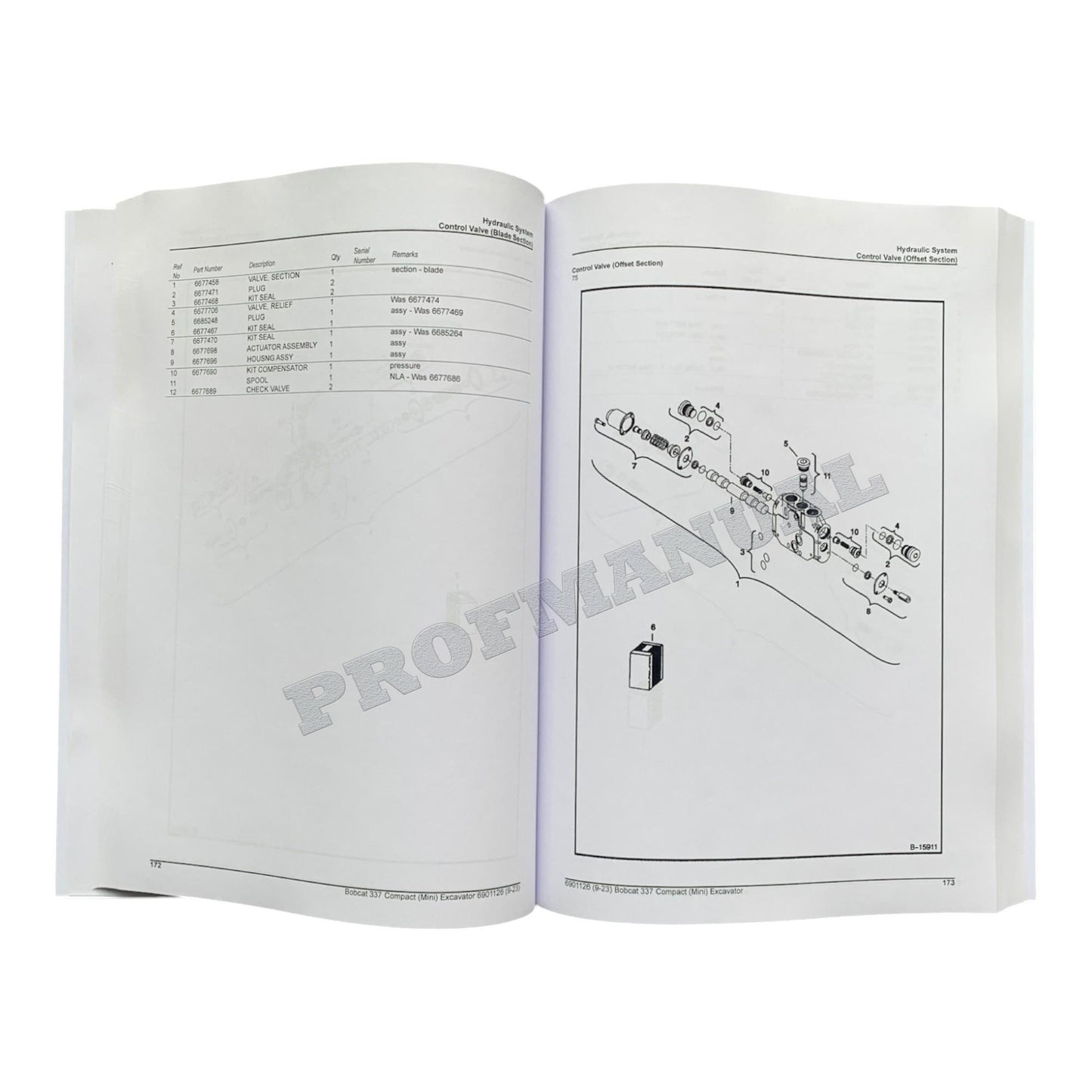 Bobcat 337 Excavator Parts Catalog Manual 233211001- 233311001- 234911001-