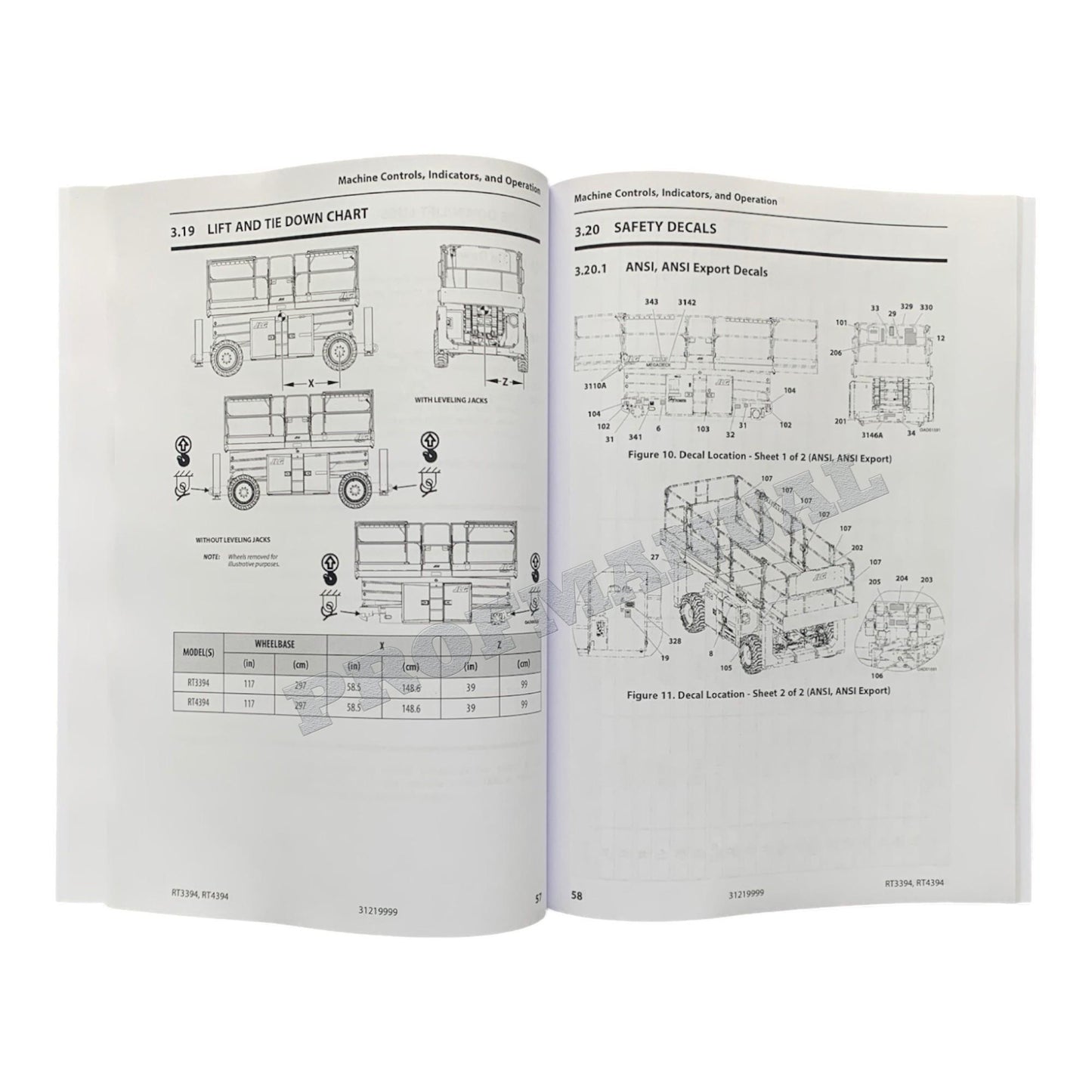 JLG RT3394 RT4394 Scissor Lift Maintenance Operation Operators Manual 31219999