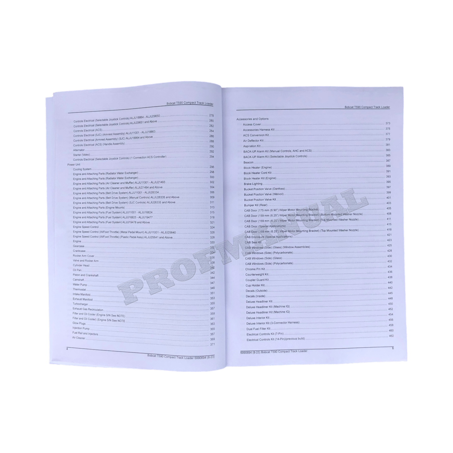 Bobcat T590 Compact Track Loader Parts Catalog Manual ALJU11001-