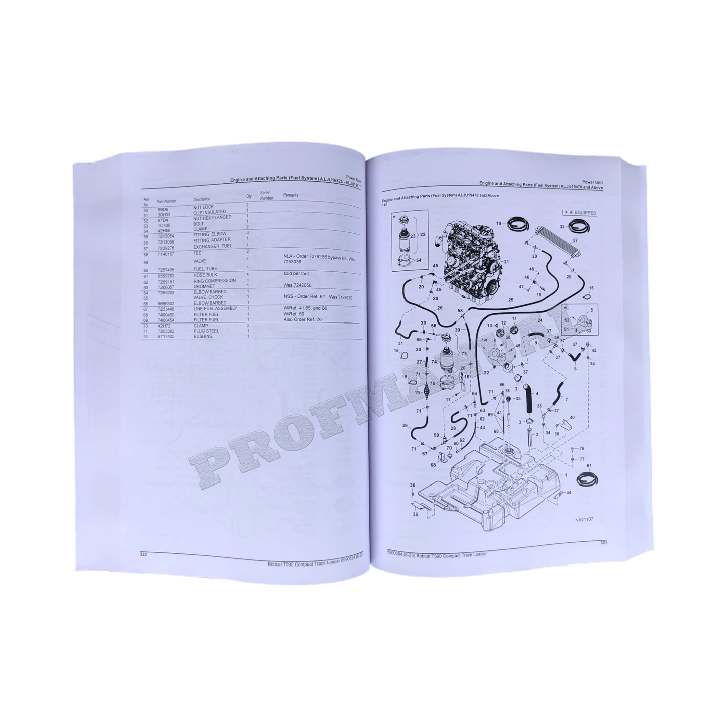 Bobcat T590 Compact Track Loader Parts Catalog Manual ALJU11001-