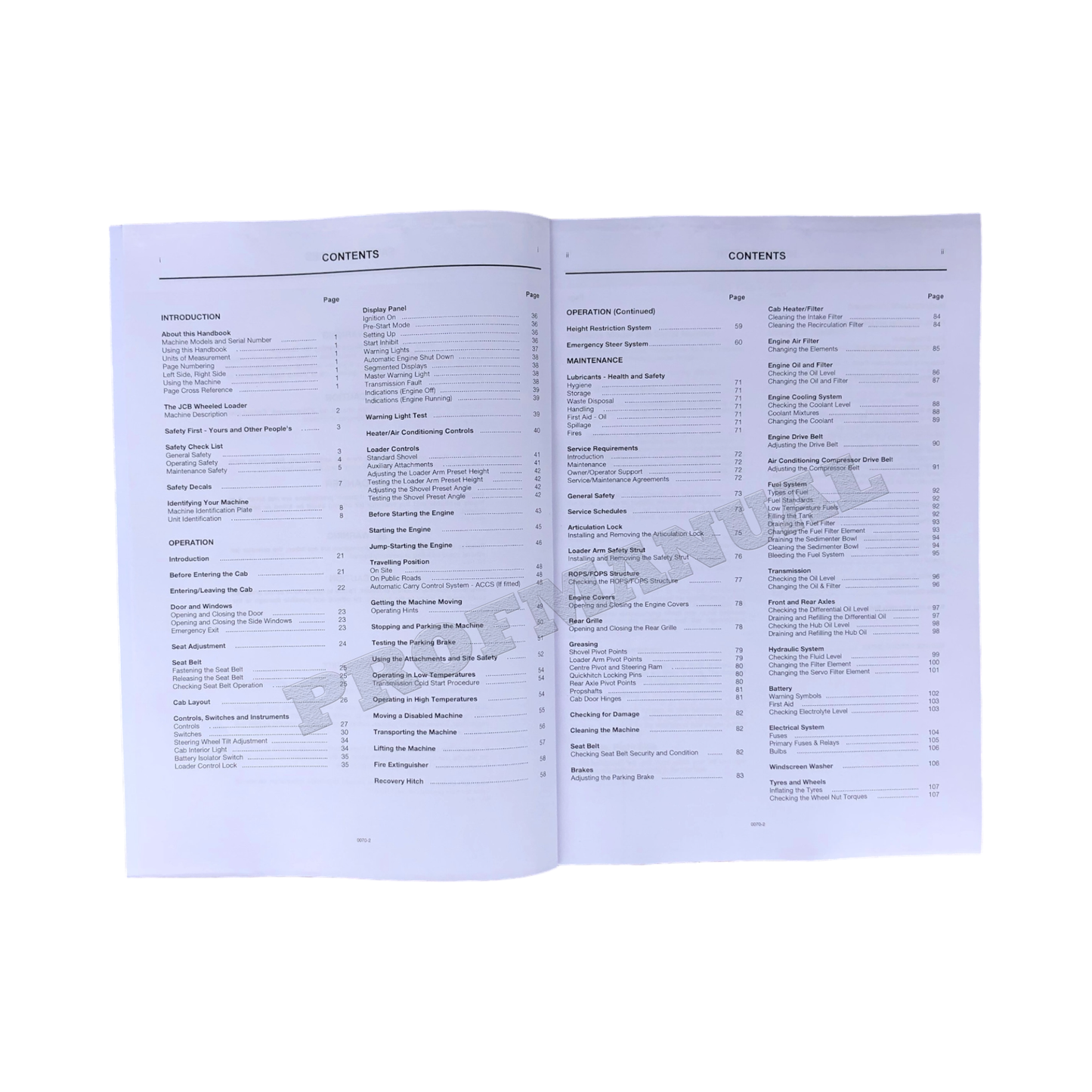 JCB 426 426HT 426ZX Wheel Loader Operators Manual