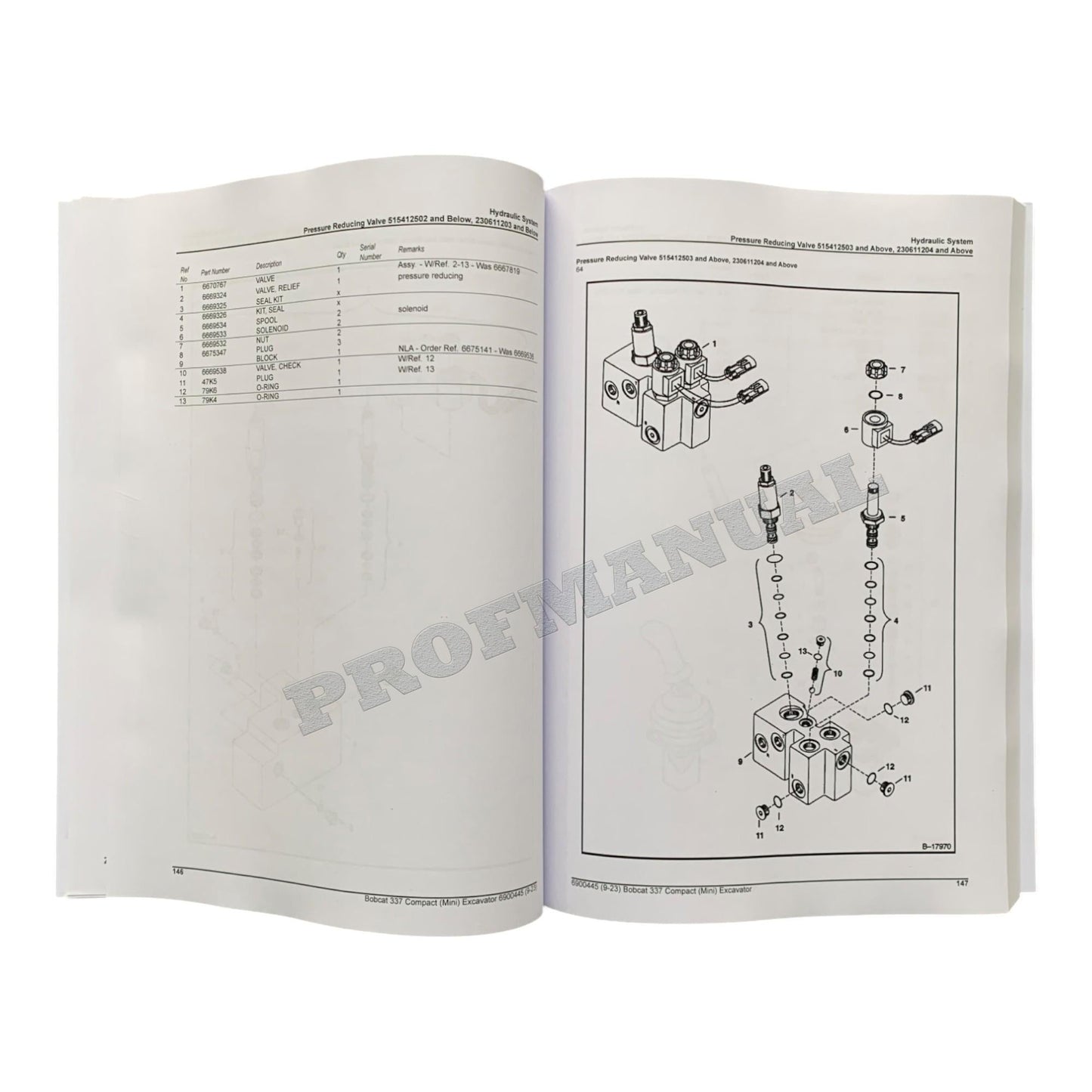 Bobcat 337 Excavator Parts Catalog Manual 230611001- 515411001-