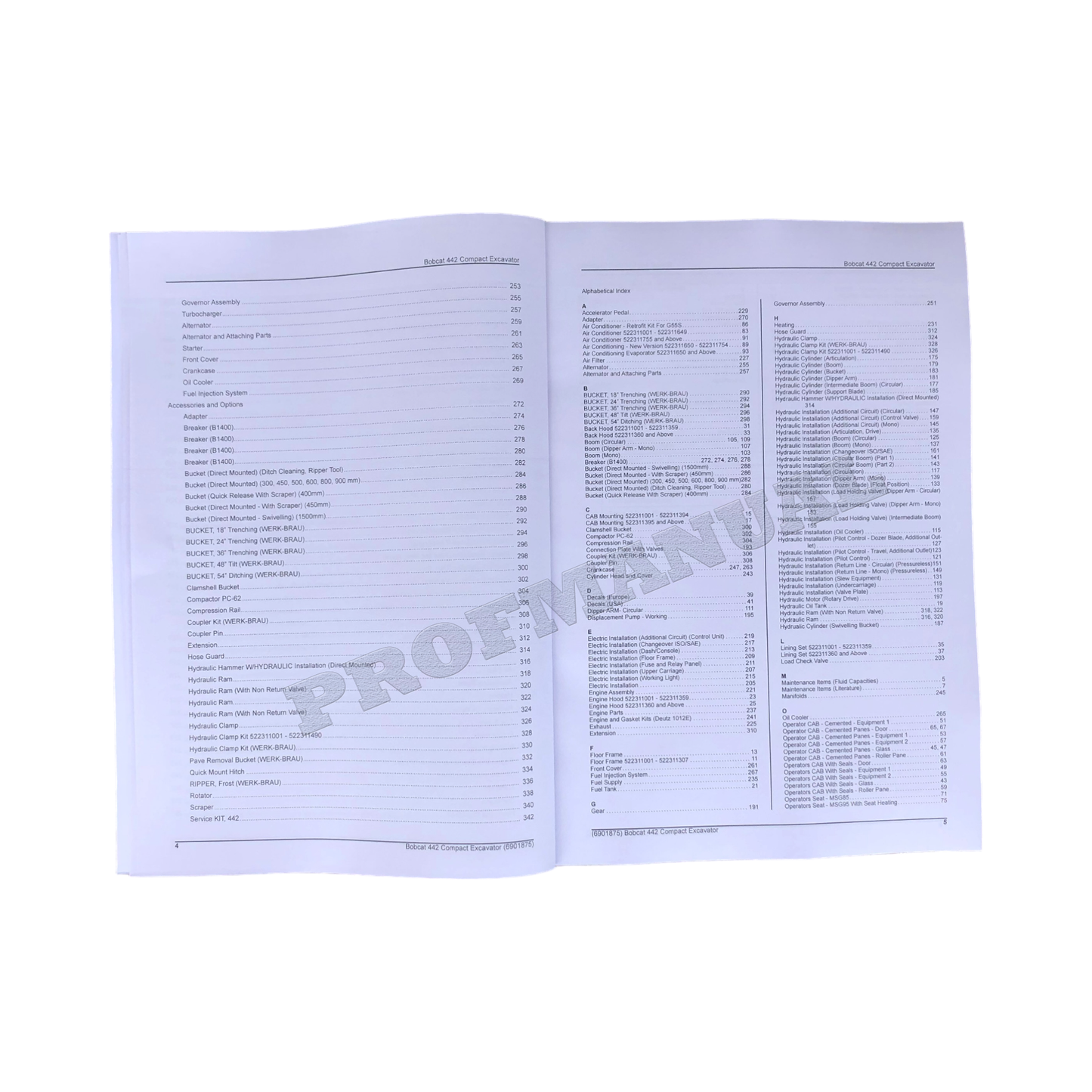 Bobcat 442 Excavator Parts Catalog Manual 522311001-