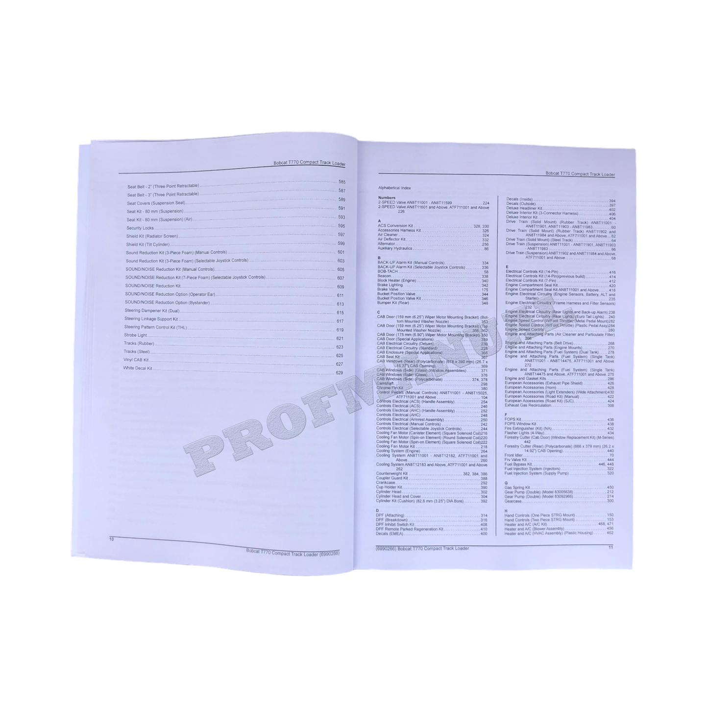 Bobcat T770 Compact Track Loader Parts Catalog Manual AN8T11001- ATF711001-