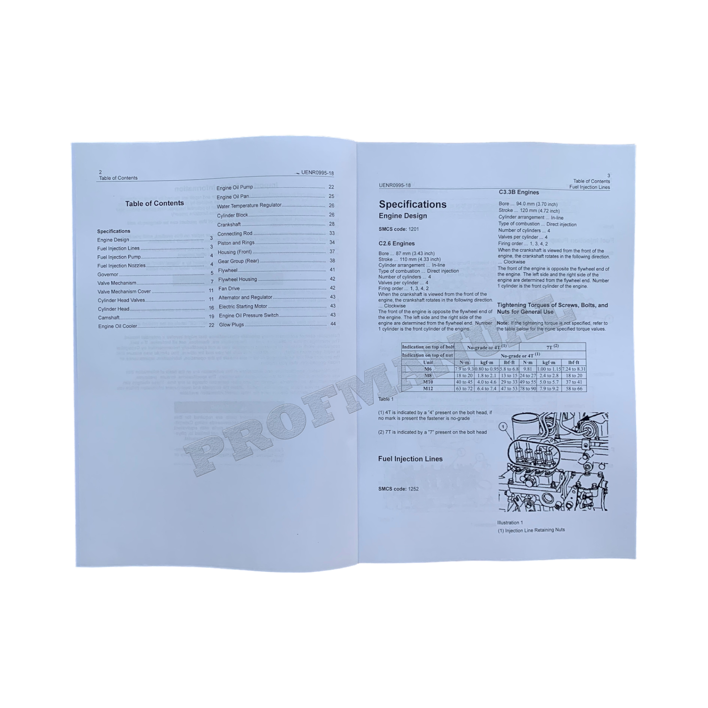 Caterpillar C2.6 C3.3B Engine Operation Testing Adjusting Service Manual + Specification