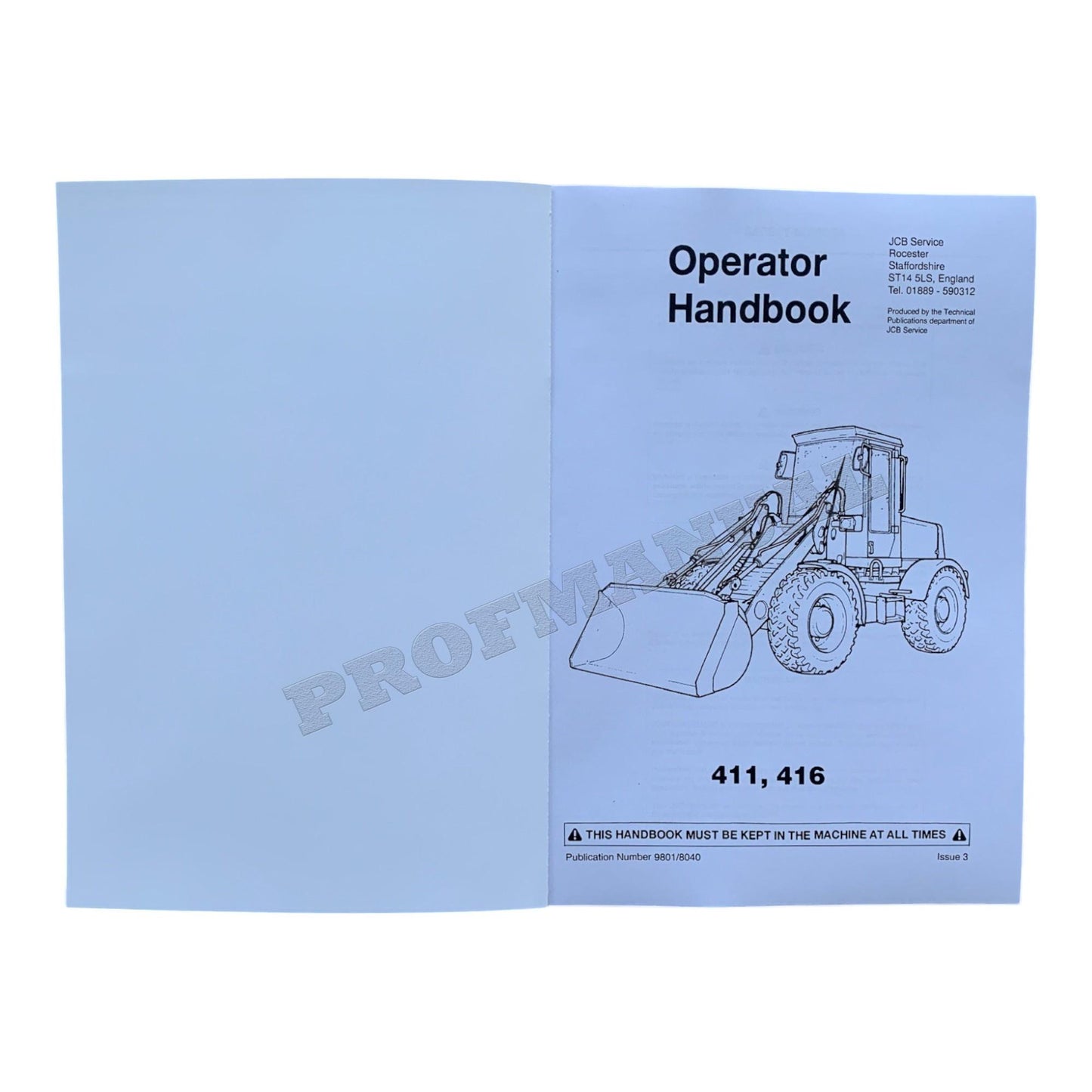 JCB 411 416 Wheel Loader Operators Manual