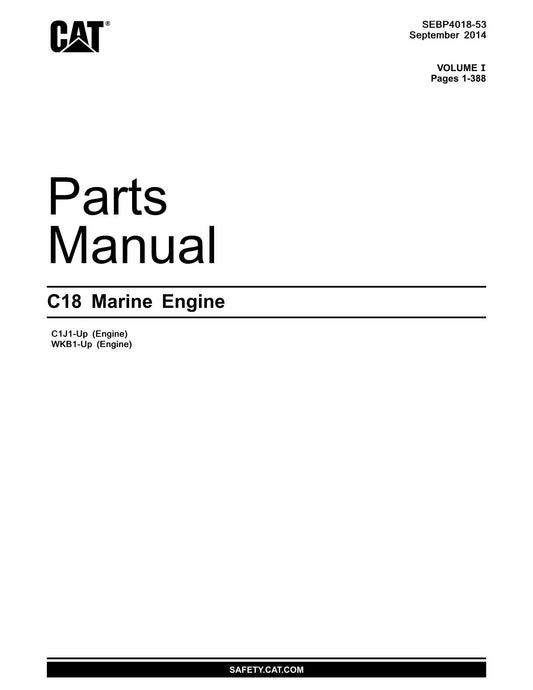 Caterpillar C18 Marine Engine Parts Catalog Manual