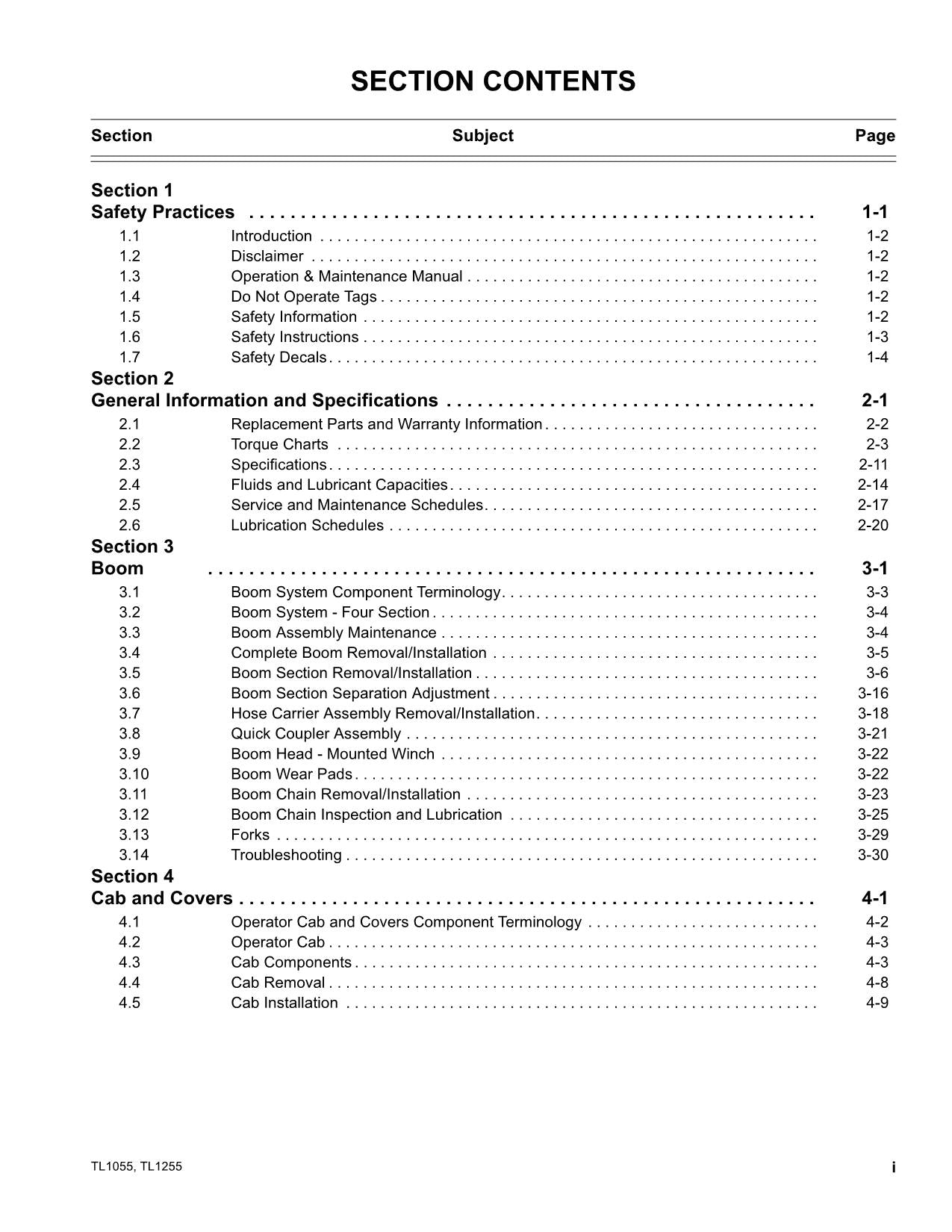 Caterpillar TL1055 TL1255 Telehandler Service Manual