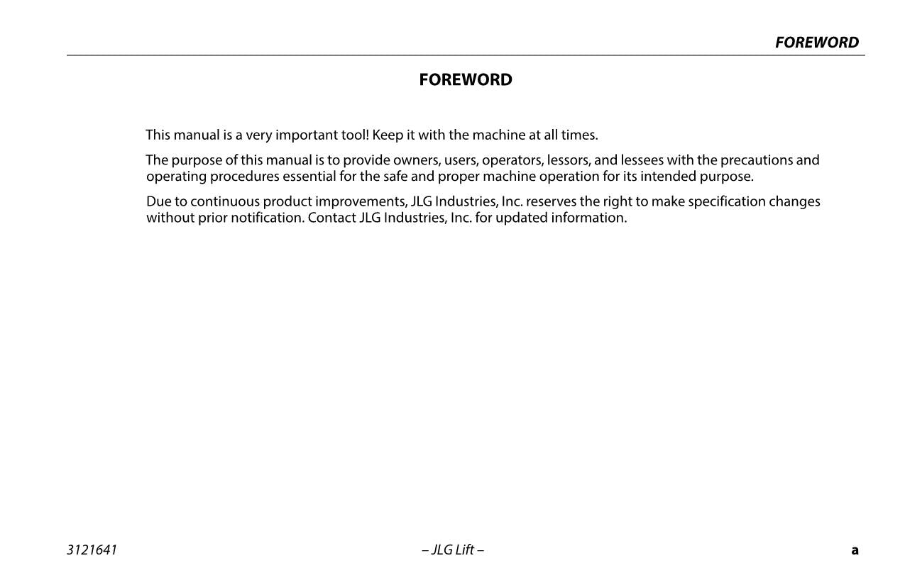 JLG 3394RT 4394RT Scissor Lift Maintenance Operation Operators Manual 3121641