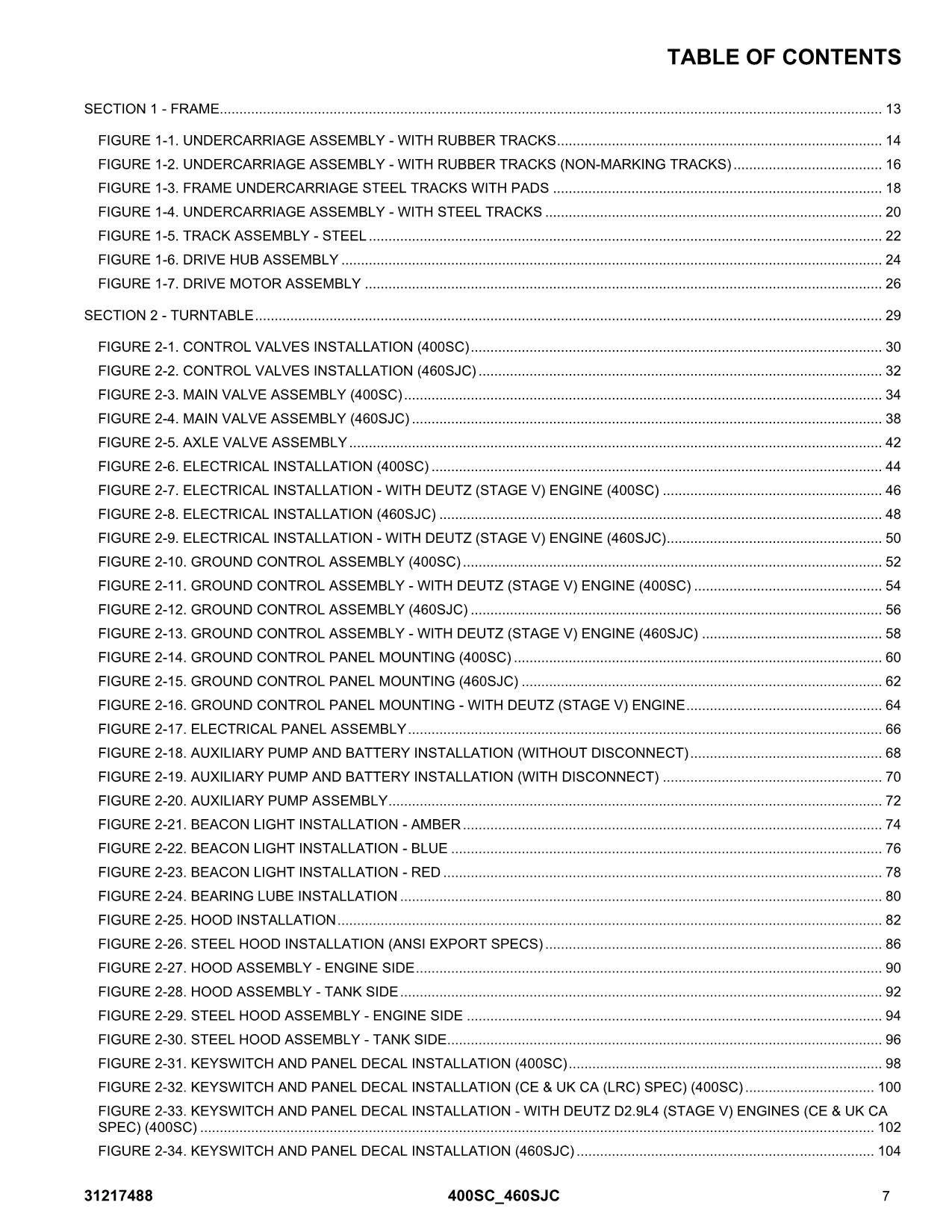 JLG 400SC 460SJC Boom Lift  Parts Catalog Manual 31217488