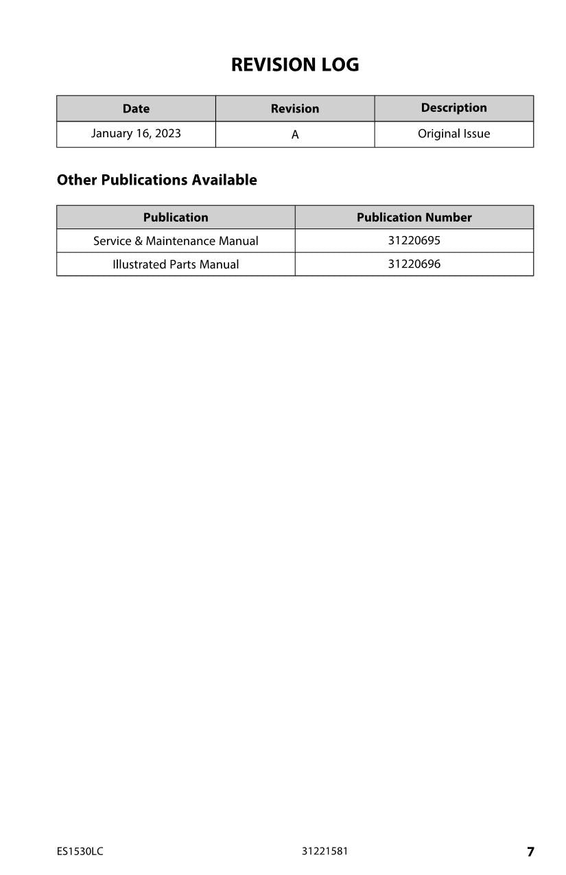 JLG ES1530LC Scissor Lift Maintenance Operation Operators Manual 31221581