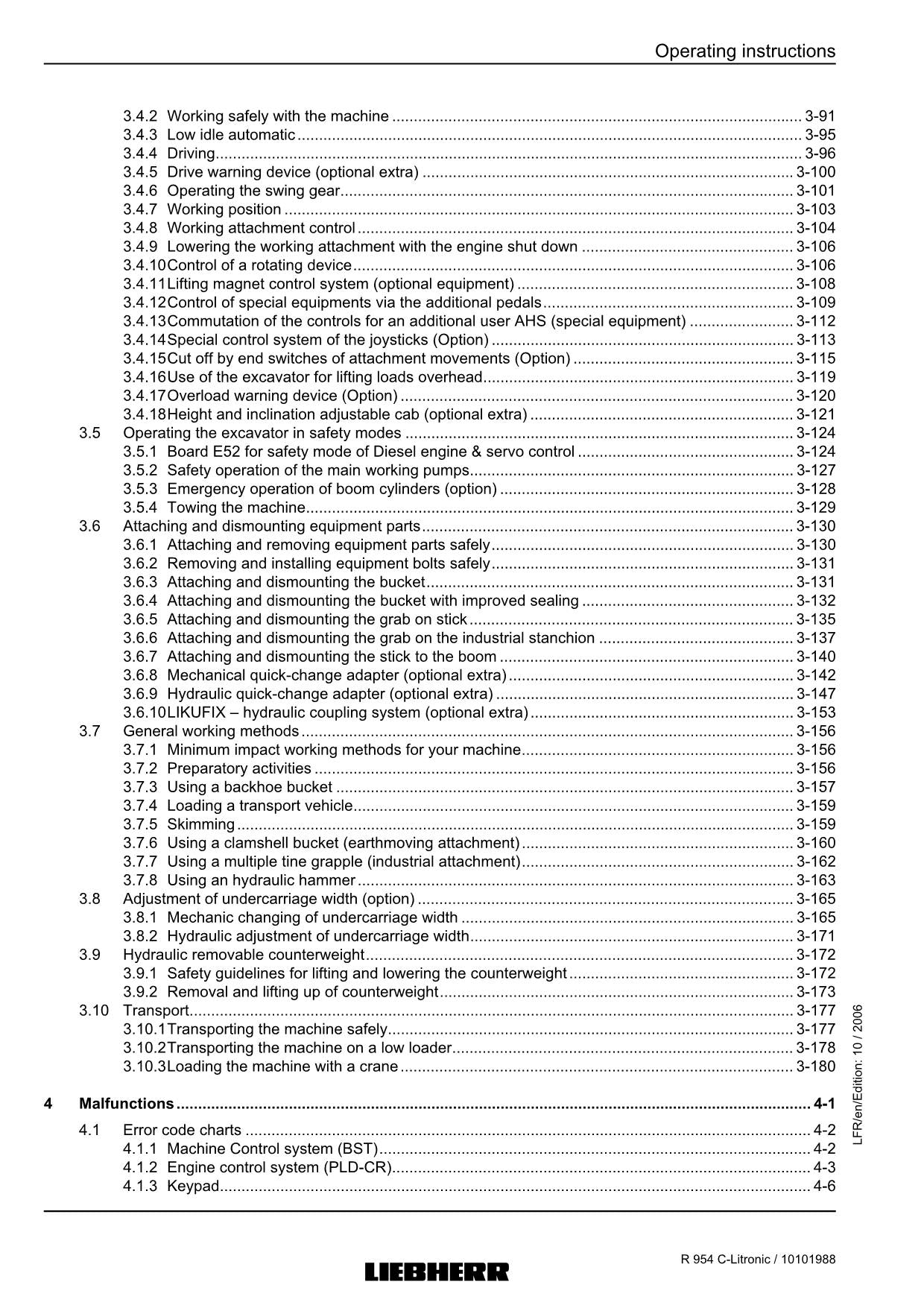 Liebherr R954 C Litronic Excavator Operators manual serial 14968