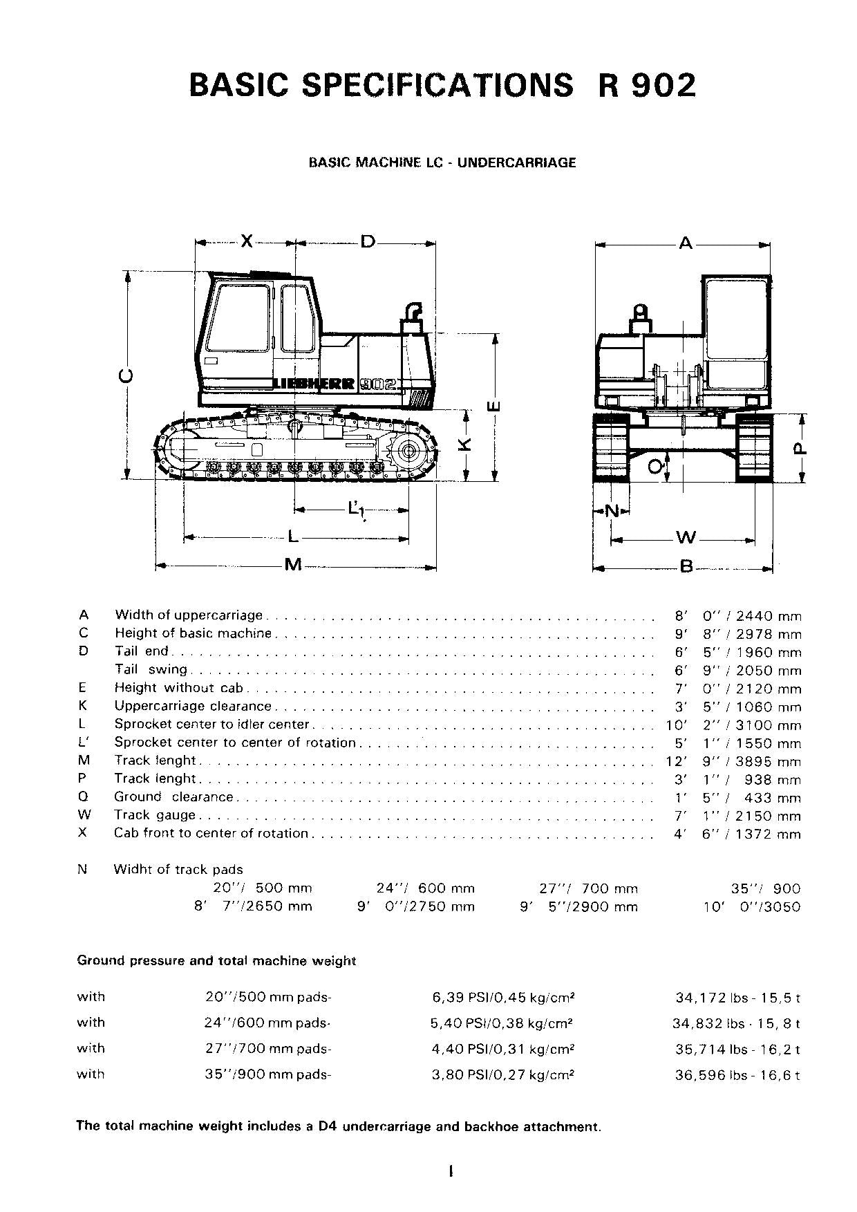 Liebherr R902 Excavator Operators manual serial 1000