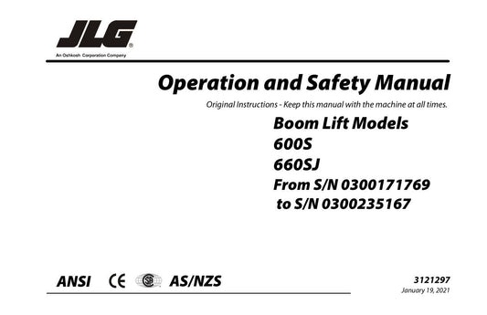 JLG 600S 660SJ Boom Lift Maintenance Operation Operators Manual 3121297