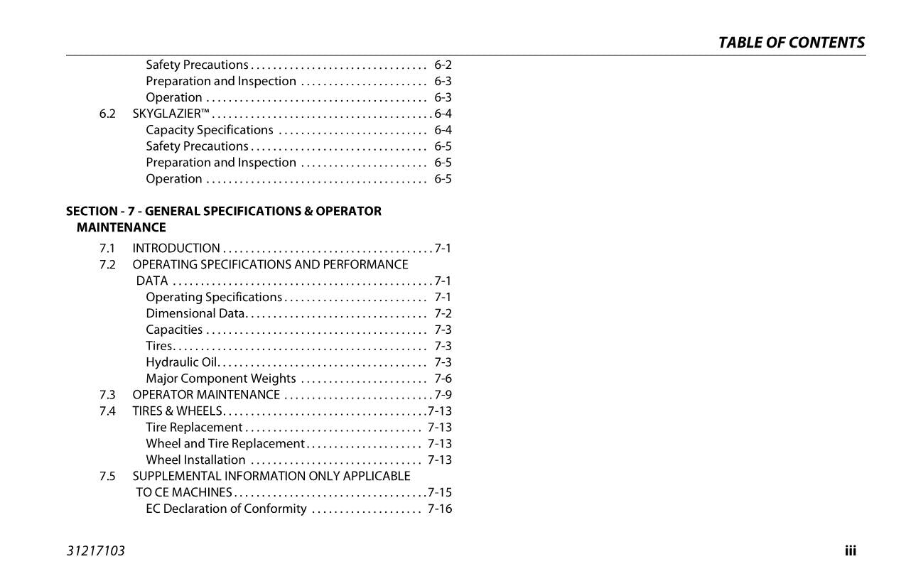 JLG EC450AJ EC520AJ Boom Lift Maintenance Operation Operators Manual 31217103