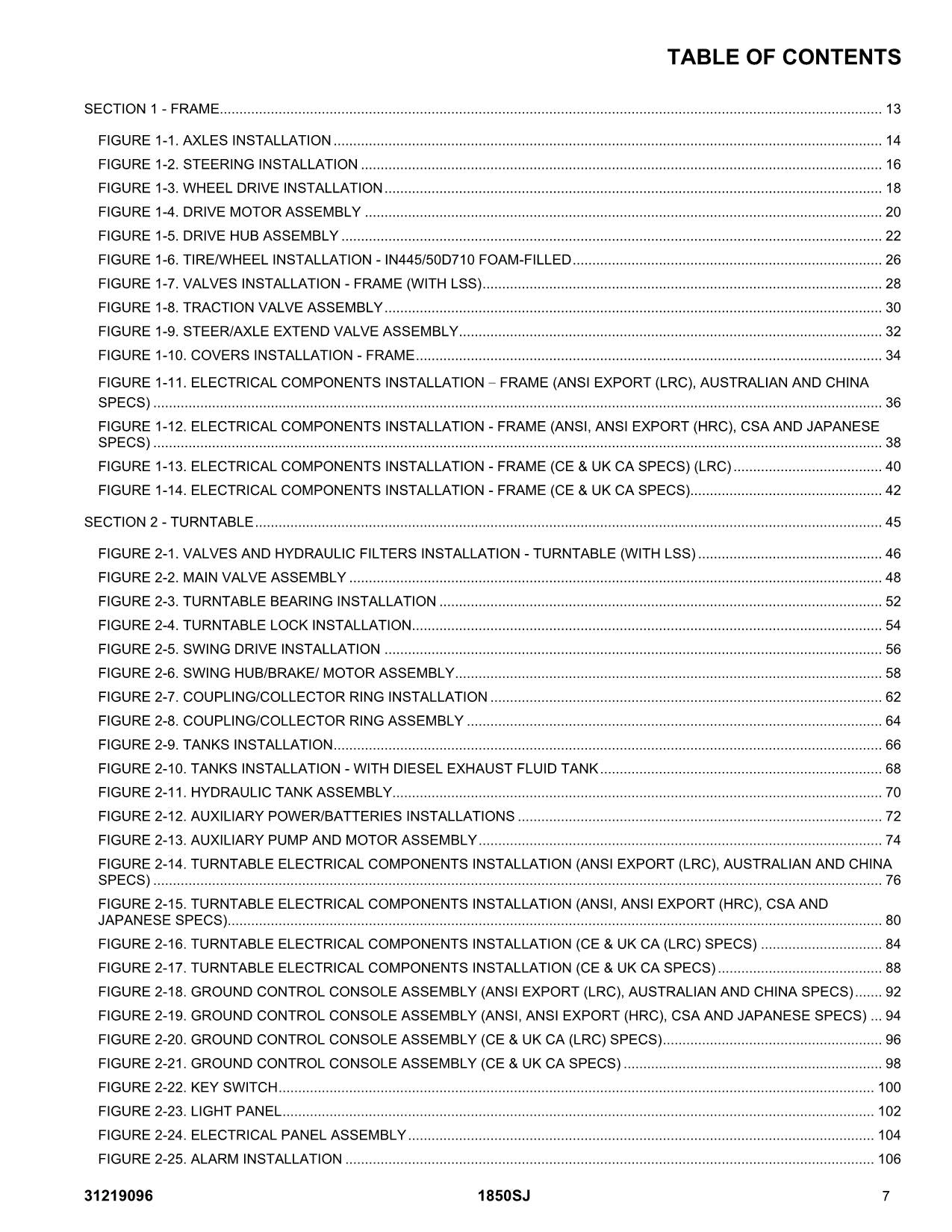 JLG  1850SJ  Boom Lift  Parts Catalog Manual