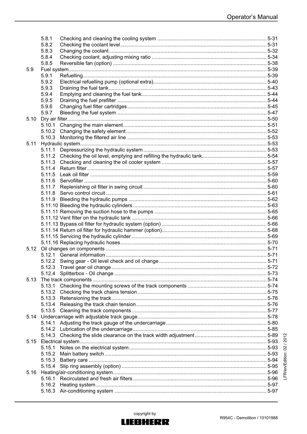 Liebherr R954 C - Demolition Excavator Operators manual