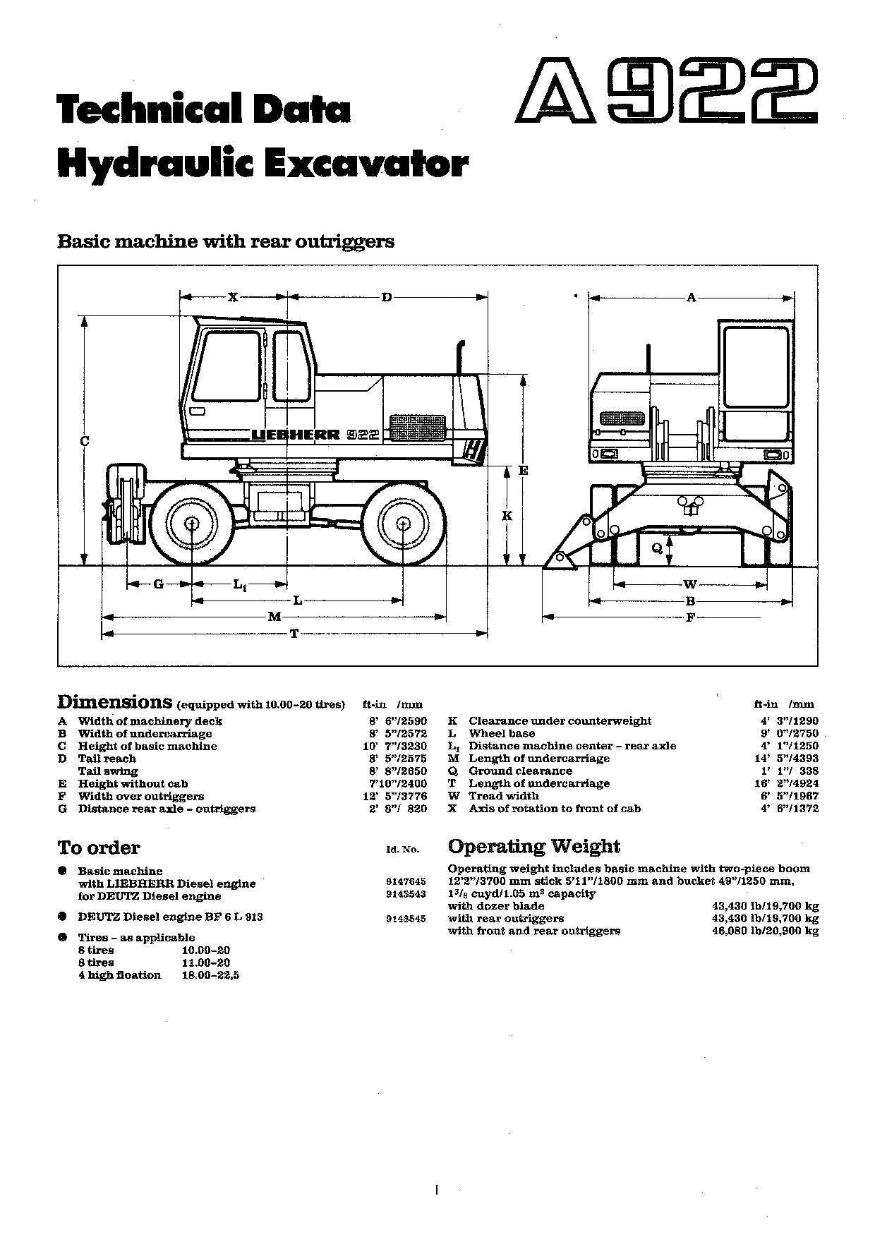 Liebherr A922 Excavator Operators manual