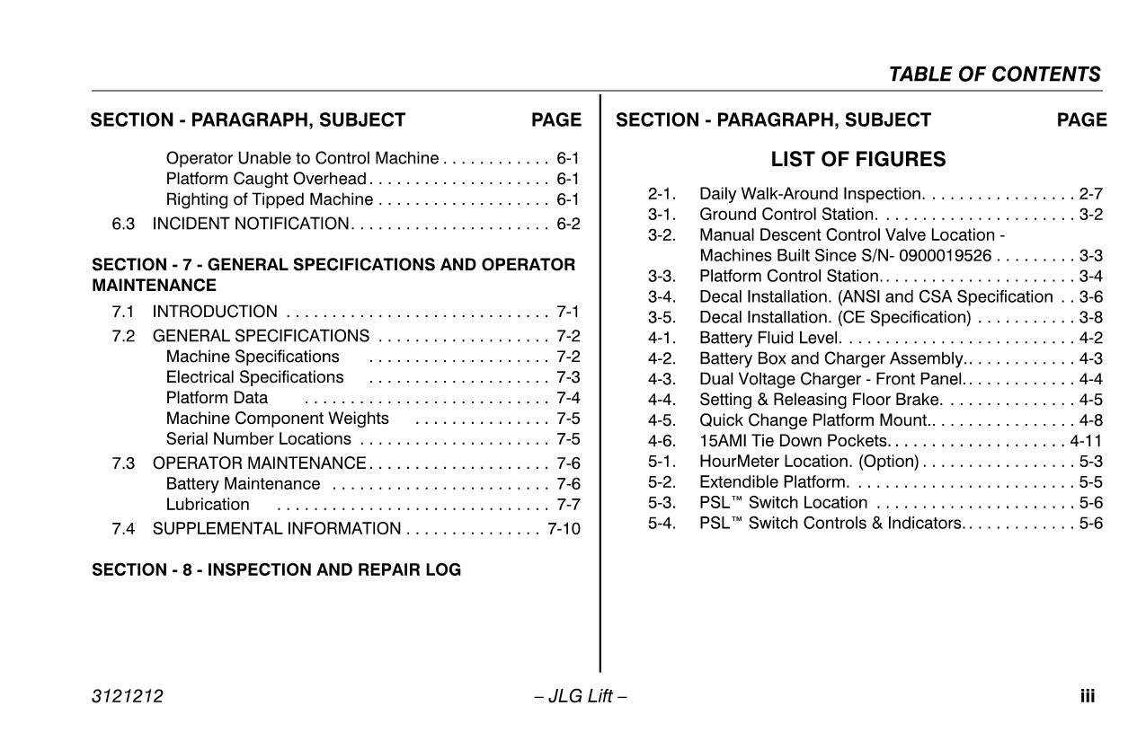 JLG 15AMI Vertical Mast Maintenance Operation Operators Manual