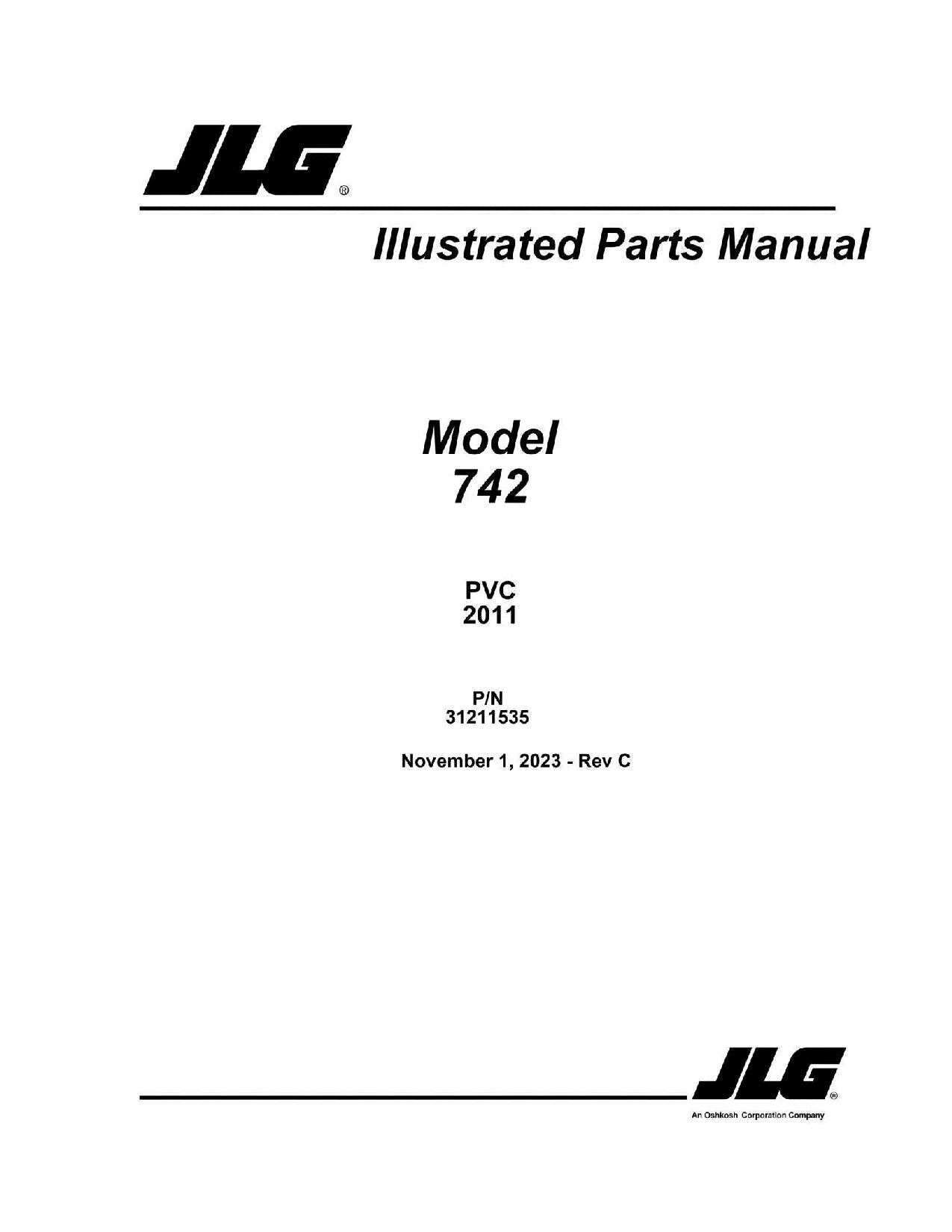 JLG 742 Telehandler Parts Catalog Manual 31211535