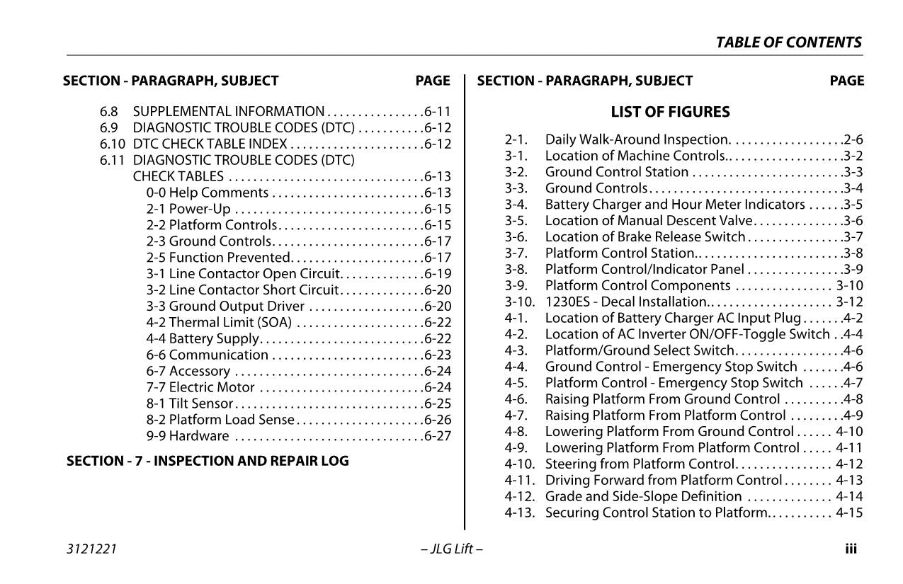 JLG 1230ES Vertical Mast Maintenance Operation Operators Manual 3121221