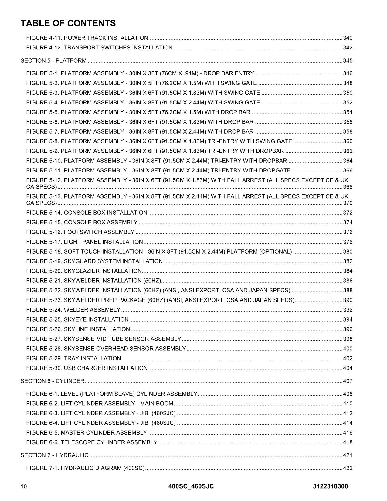 JLG 400SC 460SJC Boom Lift Parts Catalog Manual