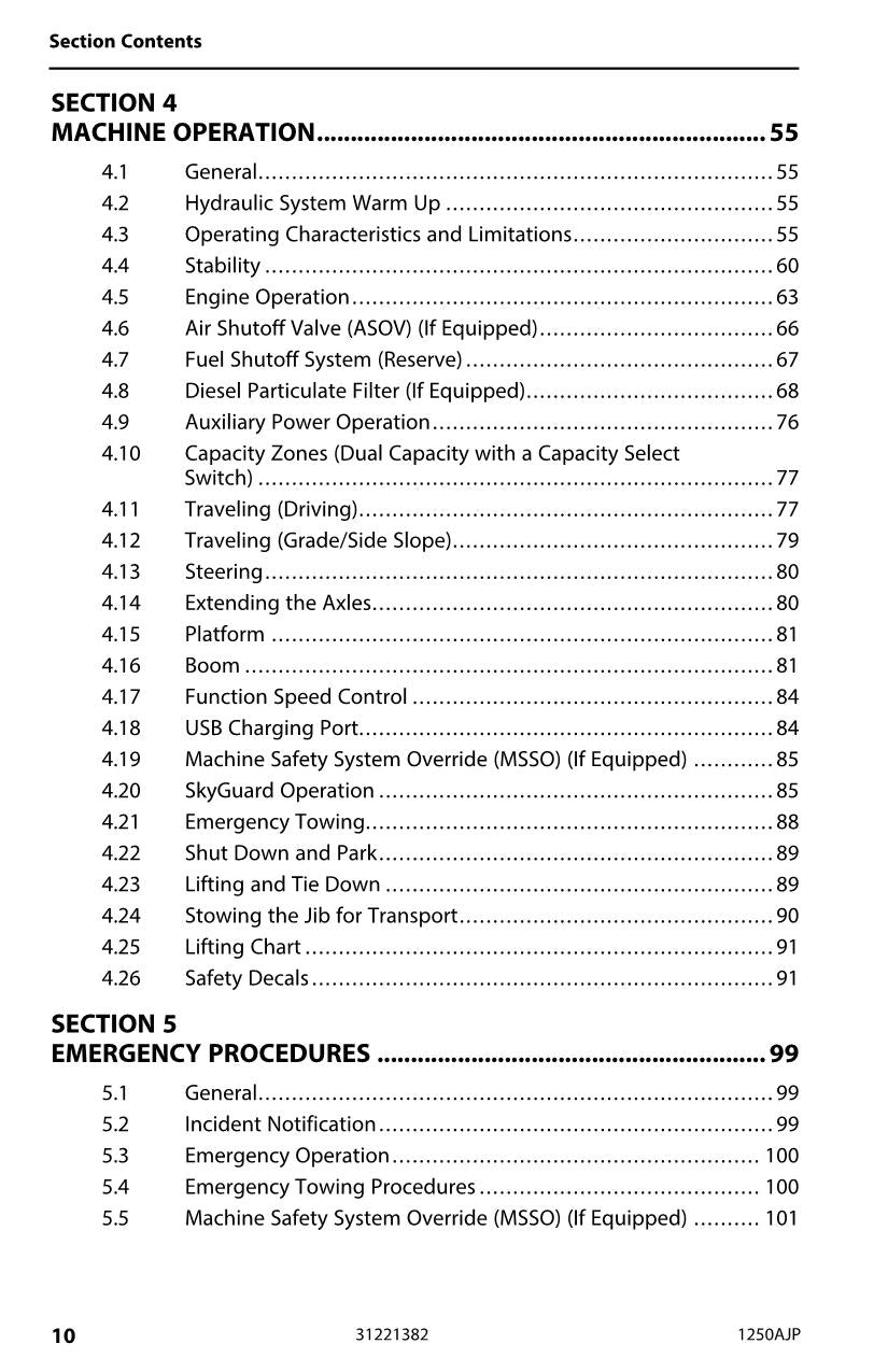 JLG 1250AJP Boom Lift Maintenance Operation Operators Manual 31221382