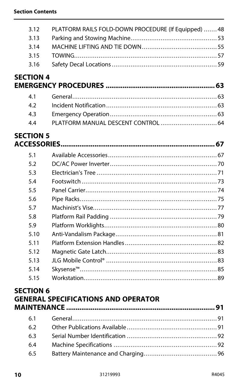 JLG R4045 Scissor Lift Maintenance Operation Operators Manual 31219993