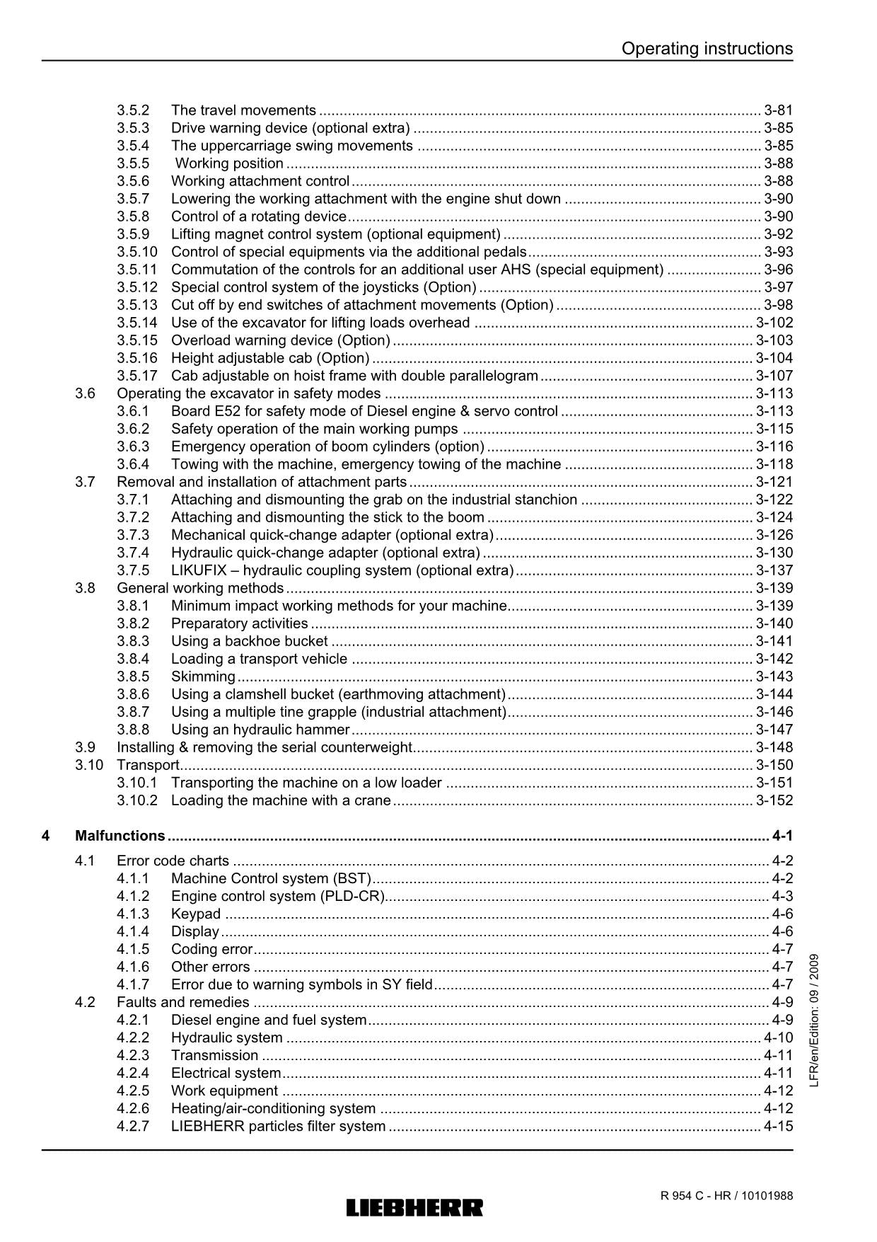 Liebherr R954 C - HR Excavator Operators manual