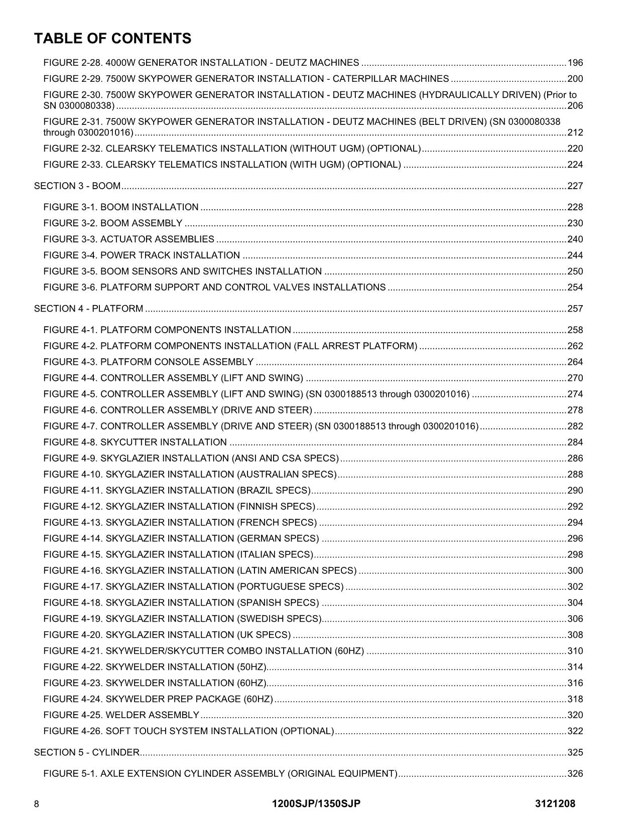 JLG 1200SJP 1350SJP Boom Lift Parts Catalog Manual Prior to 0300201016