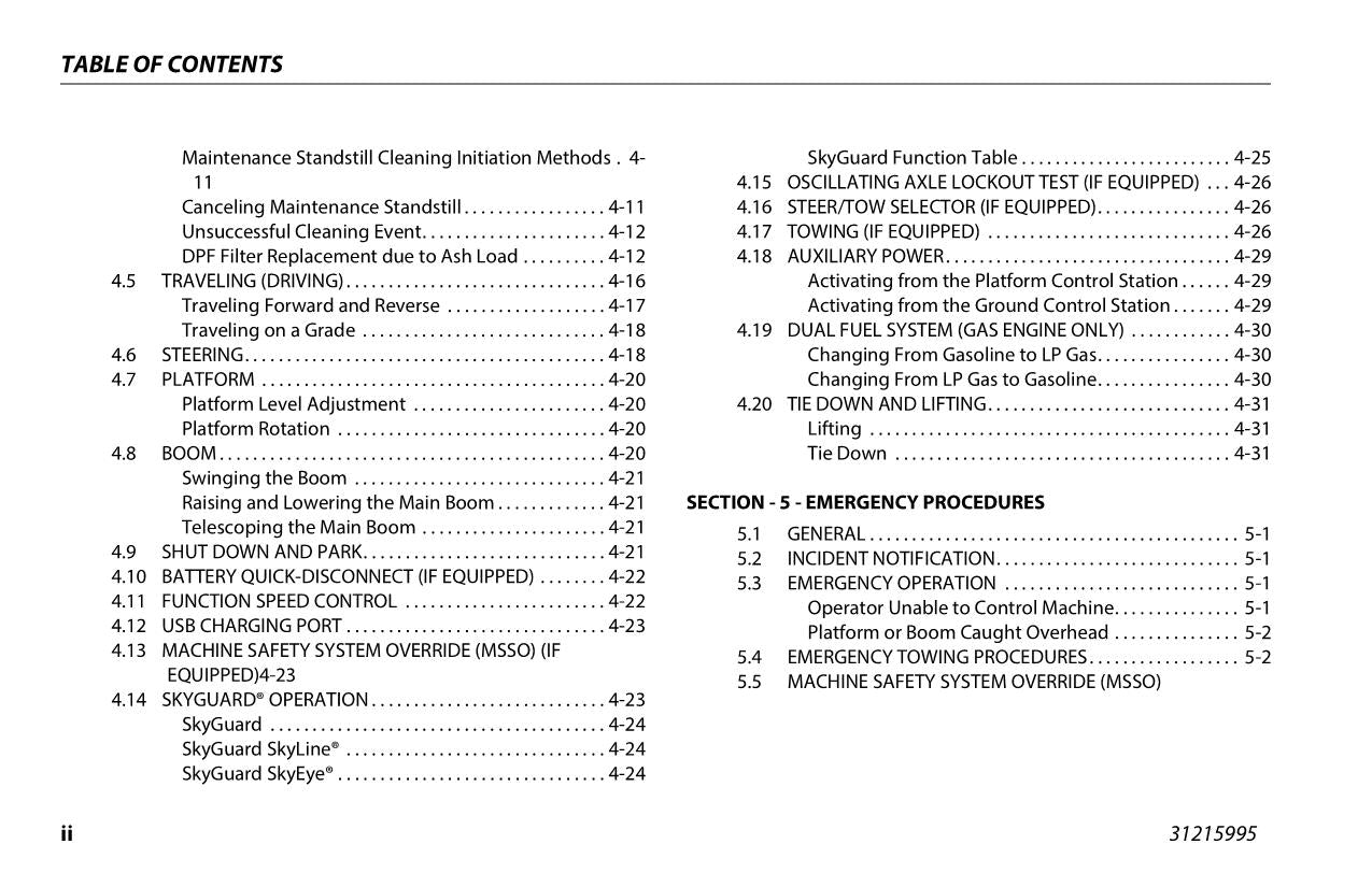 JLG 600S 660SJ Boom Lift Maintenance Operation Operators Manual 31215995