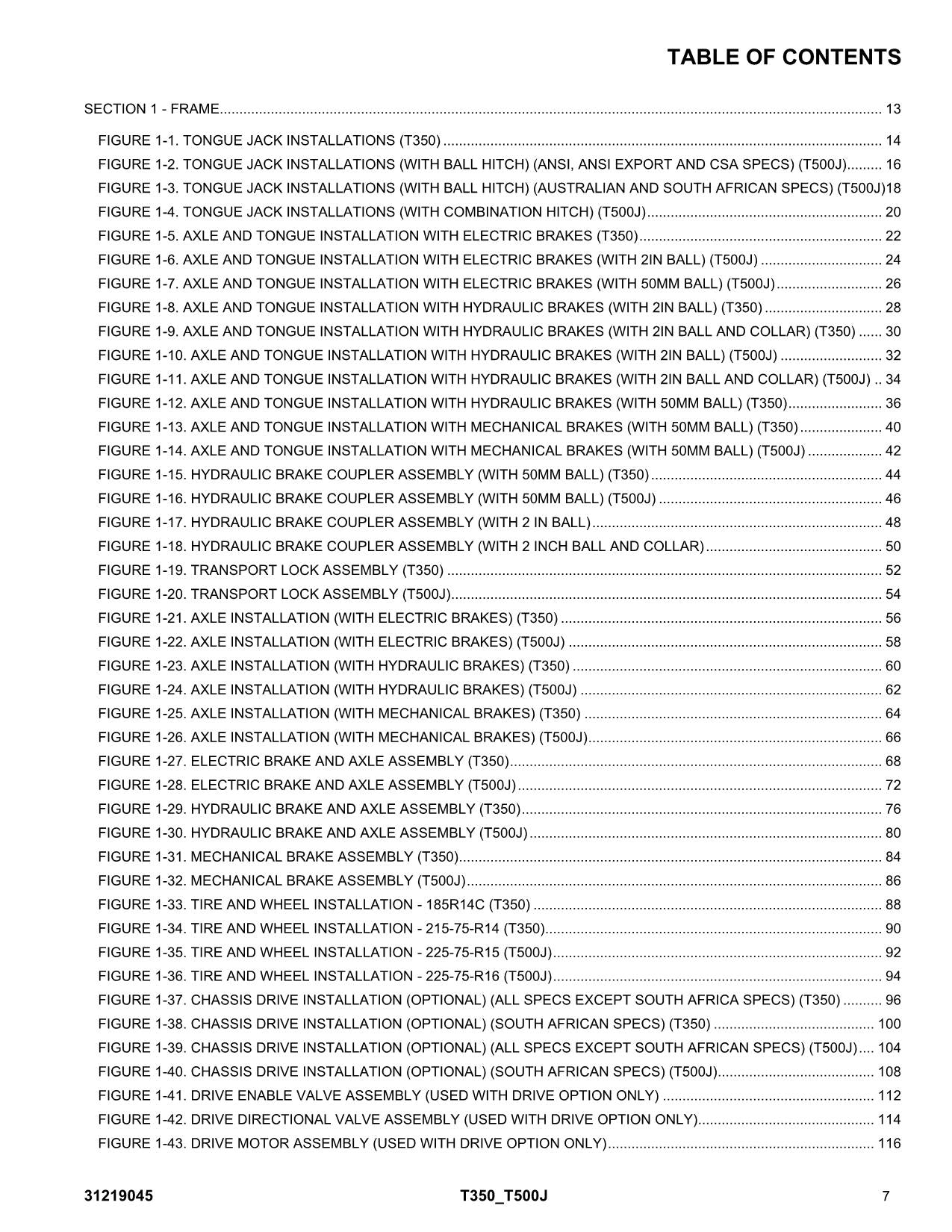 JLG T350 T500J Boom Lift Parts Catalog Manual 31219045