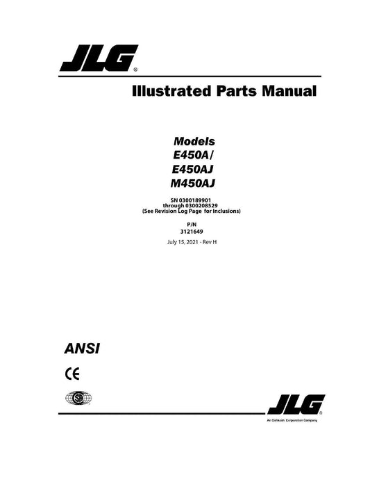 JLG E450A E450AJ M450AJ Boom Lift Parts Catalog Manual 3121649