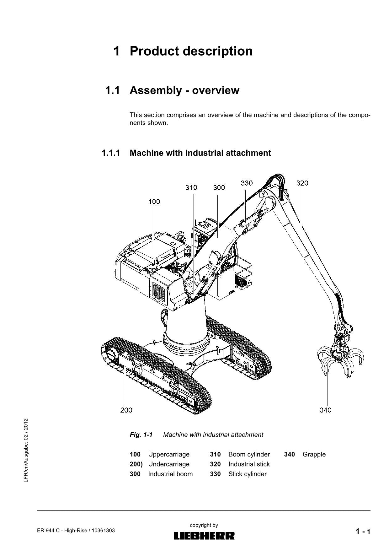 Liebherr ER944 C - High-Rise Excavator Operators manual