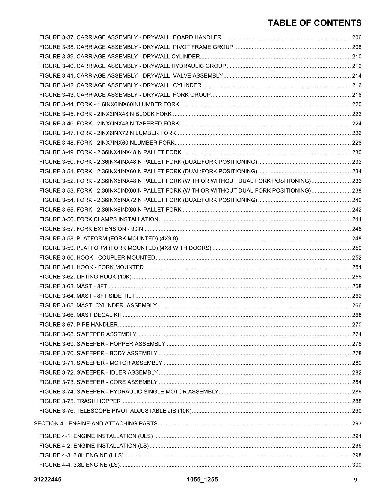 JLG 1055 1255 Telehandler Parts Catalog Manual 31222445