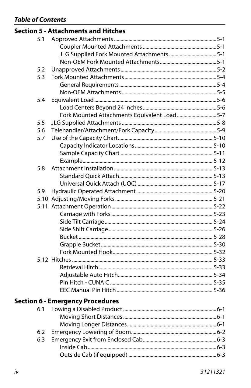 JLG G5-18A Telehandler Maintenance Operation Operators Manual 31211321