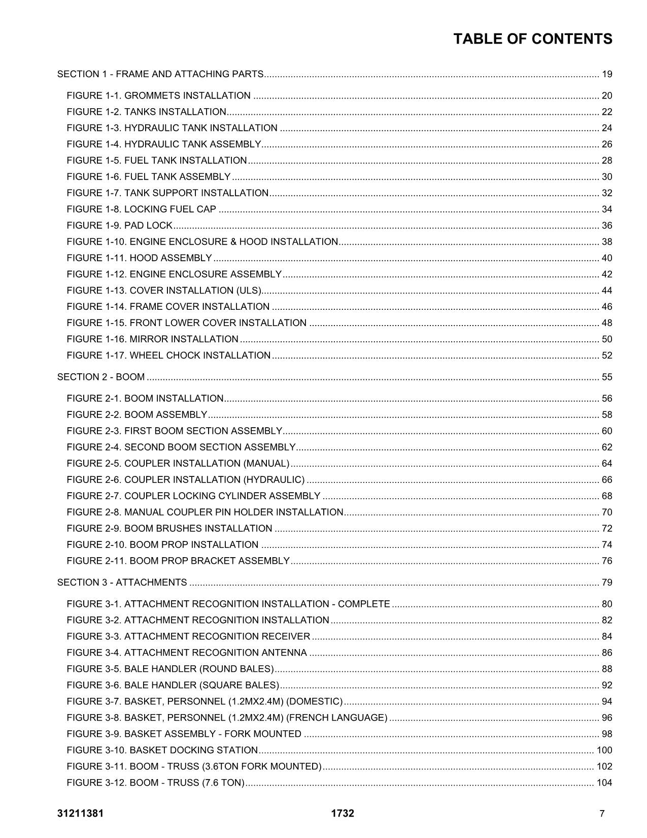 JLG  1732 Telehandler Parts Catalog Manual