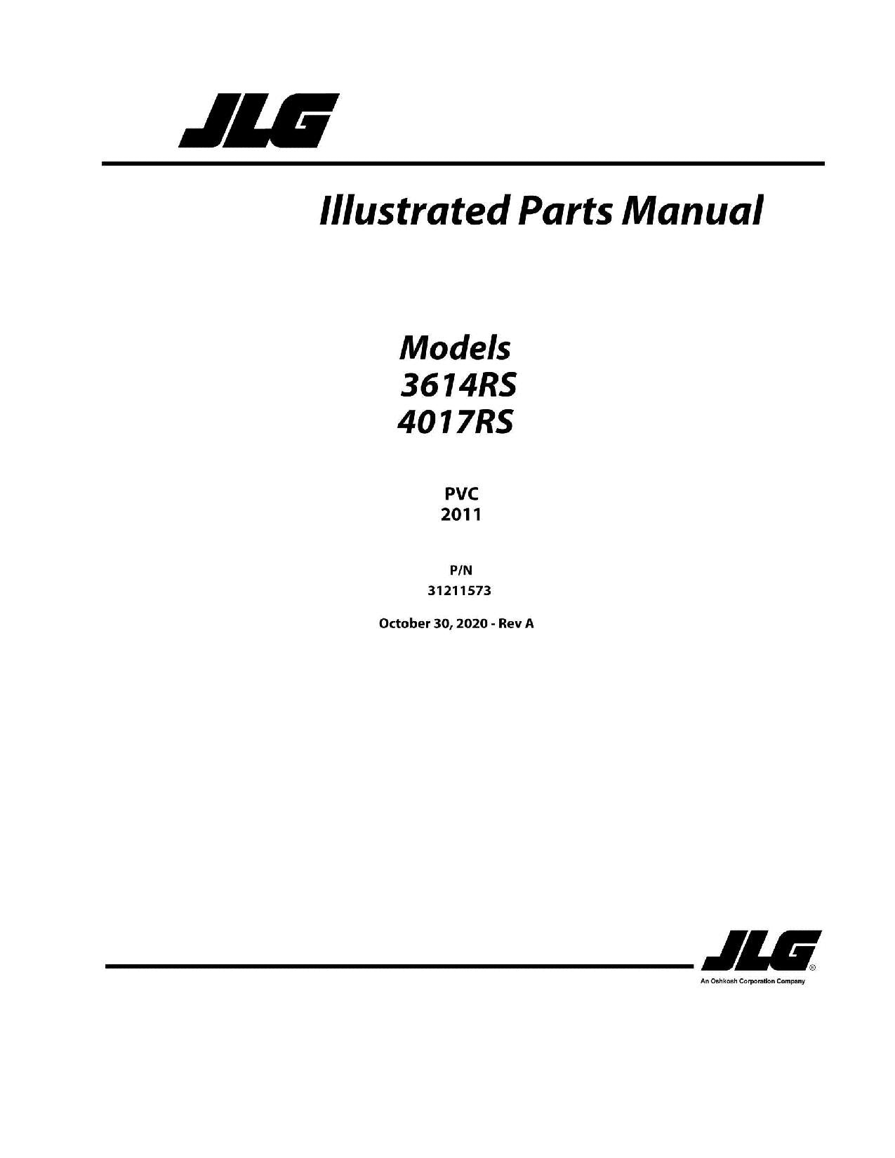 JLG 3614RS 4017RS Telehandler Parts Catalog Manual 31211573