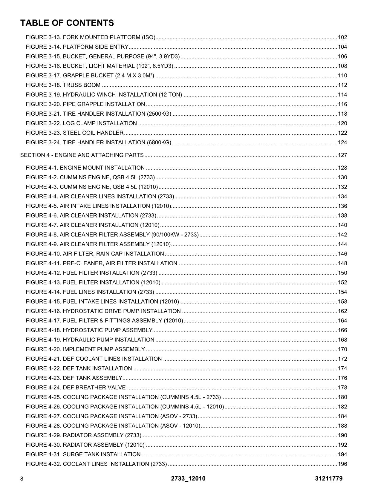 JLG 12010 2733 Telehandler Parts Catalog Manual 31211779