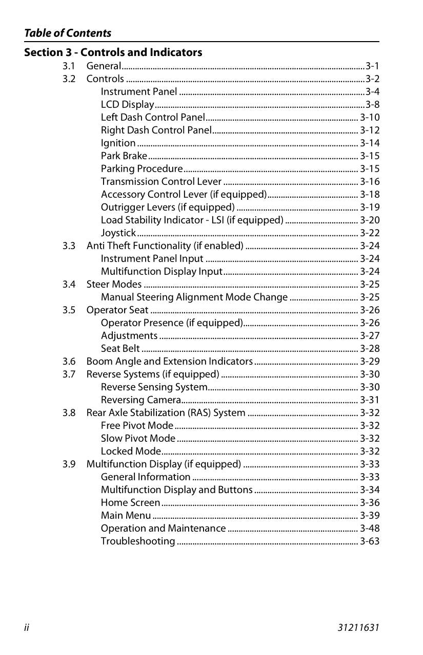 JLG 1043 1055 1255 742 943 Telehandler Maintenance Operators Manual 31211631