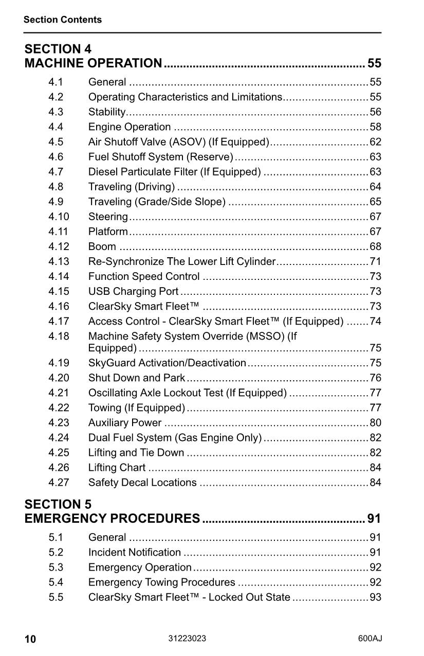 JLG 600AJ Boom Lift Maintenance Operation Operators Manual 31223023